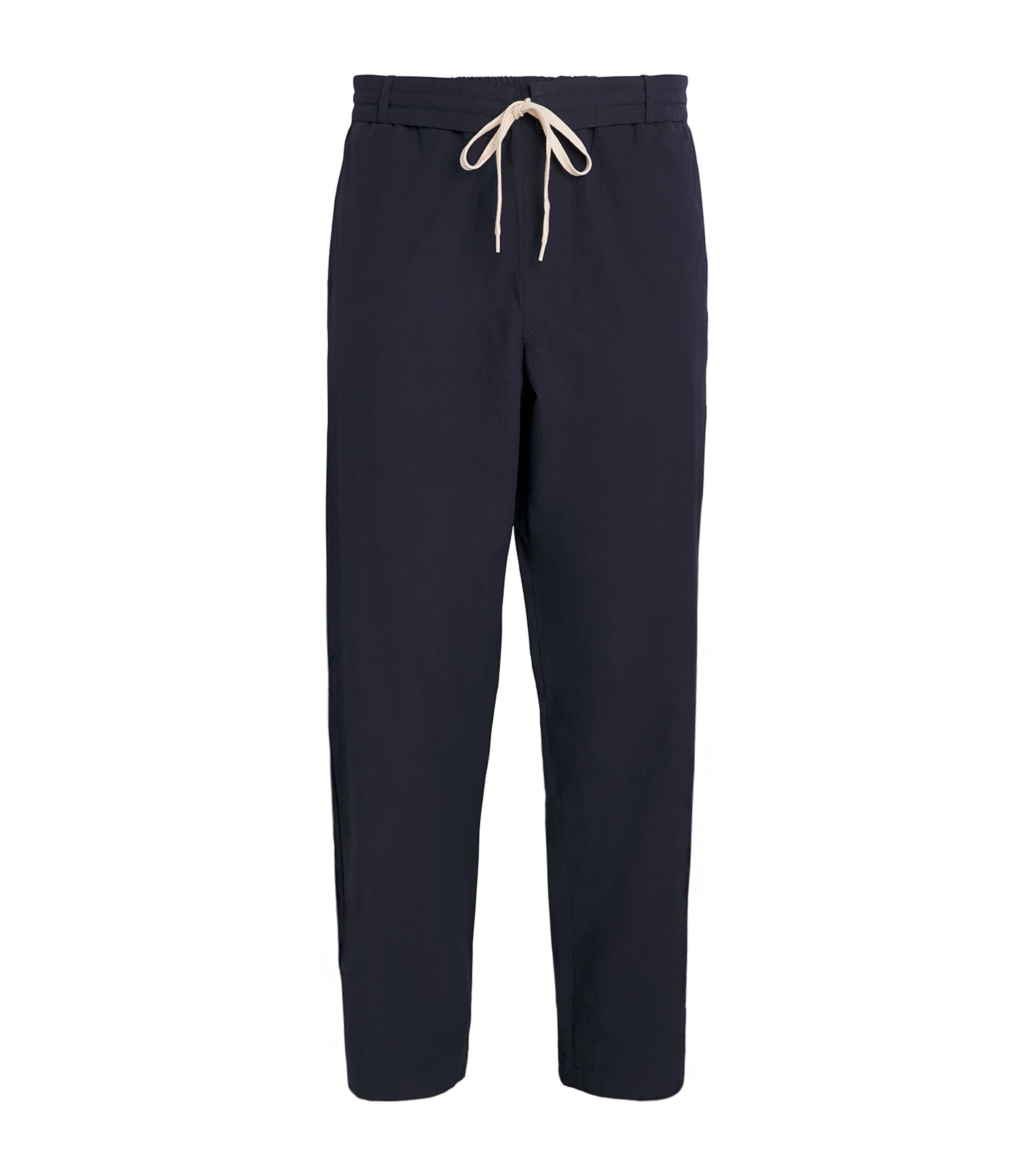 Cotton Drawstring Straight Trousers NAVY Image 1