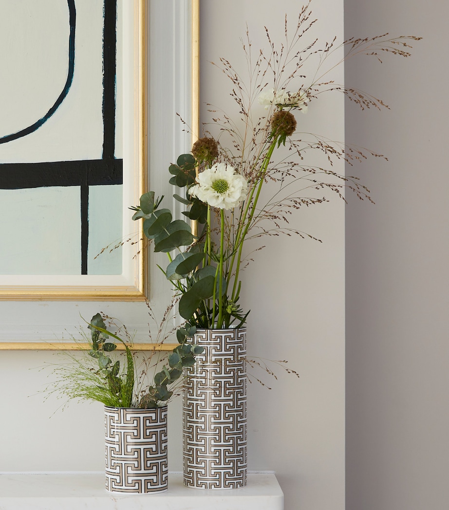 Tall Bone China Maze Vase (22.5cm) TRUFFLE/WHITE Image 3