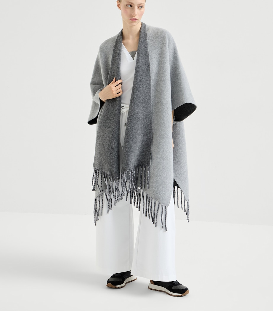 Brunello Cucinelli Womens Wool-Cashmere Reversible Poncho Image 3