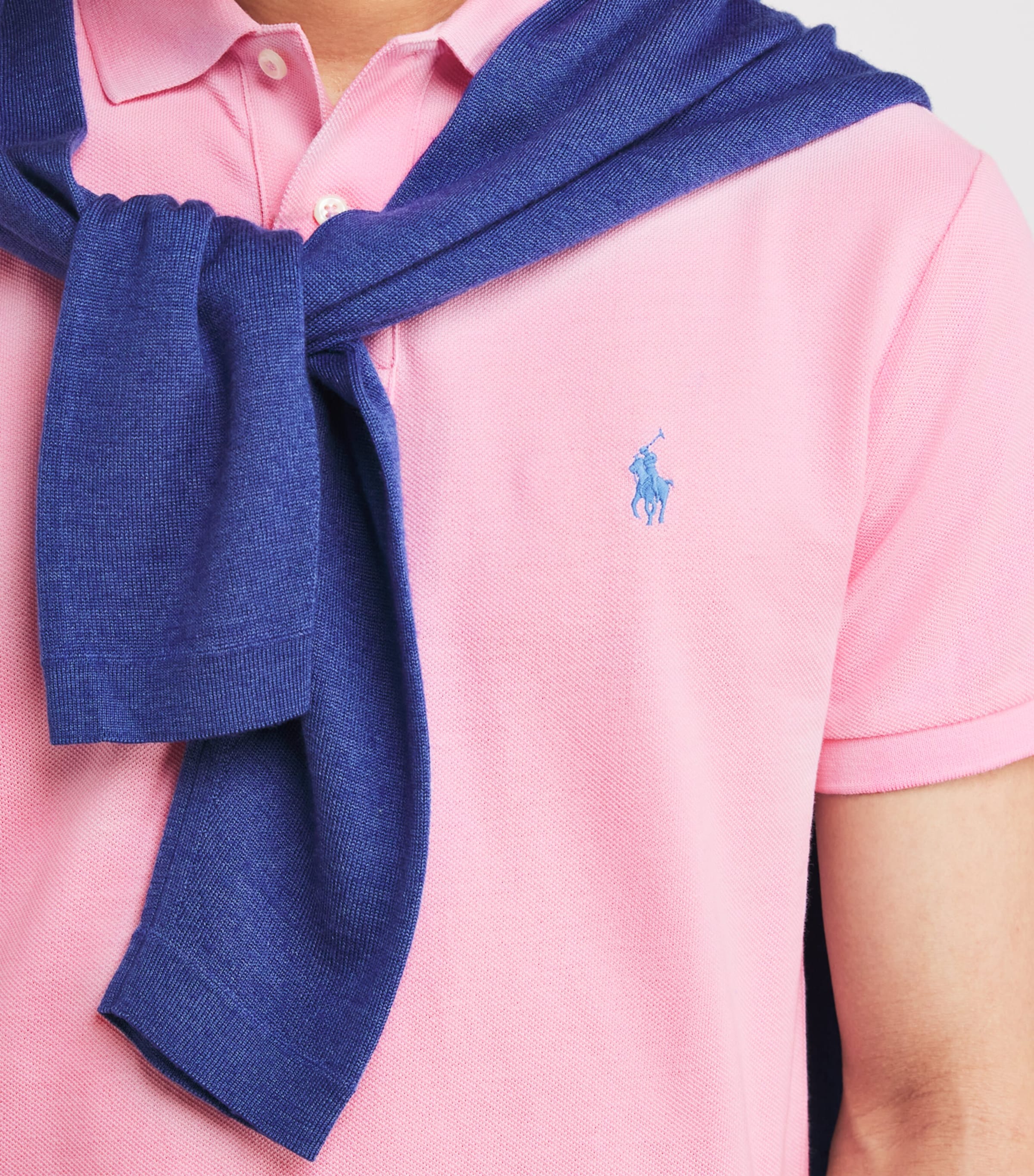 Polo Ralph Lauren Mens Cotton Mesh Slim-Fit Polo Shirt Carmel Pink Image 6