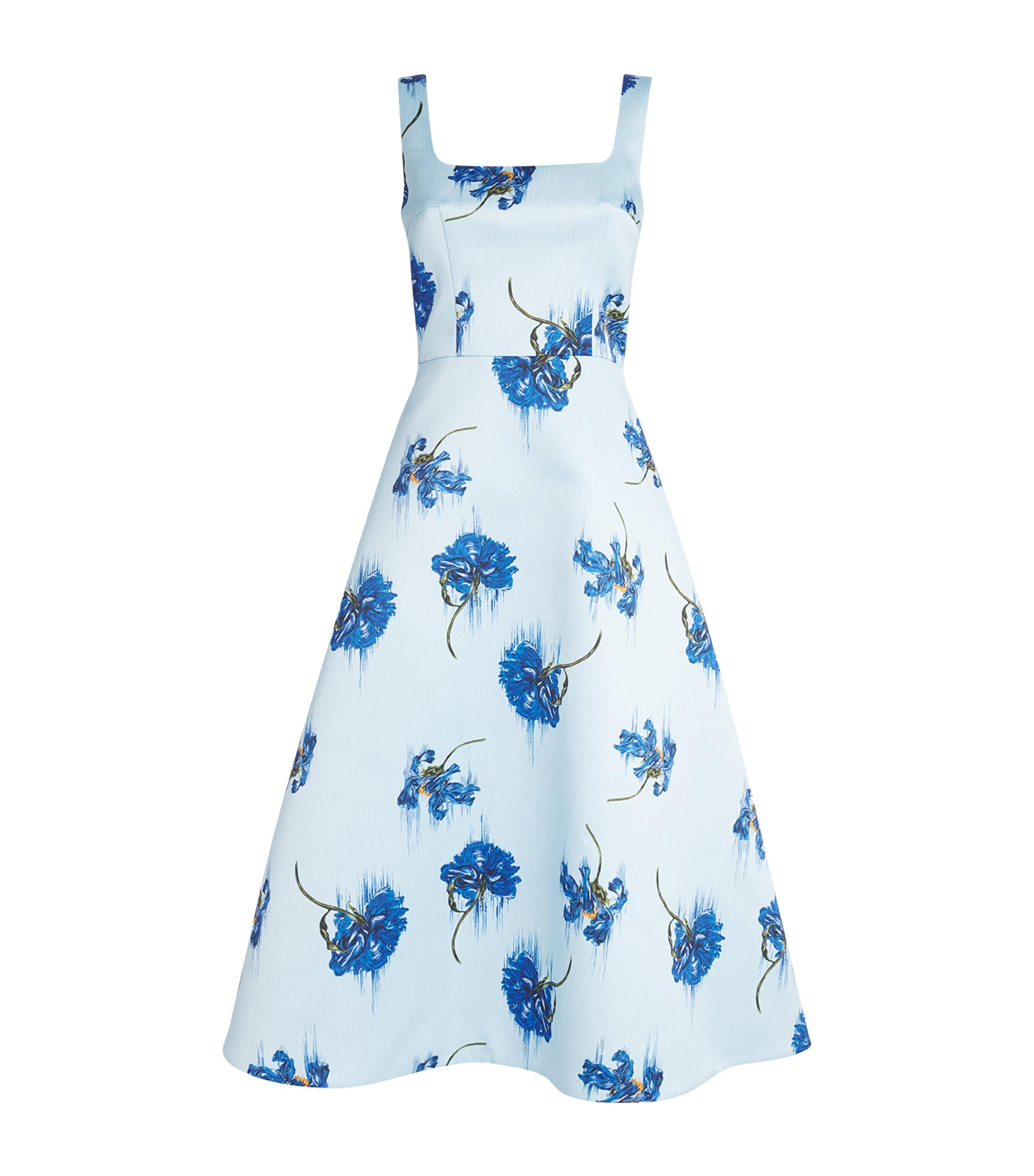 EMILIA WICKSTEAD SILK STRUCTURED GANZIANELLA MIDI DRESS