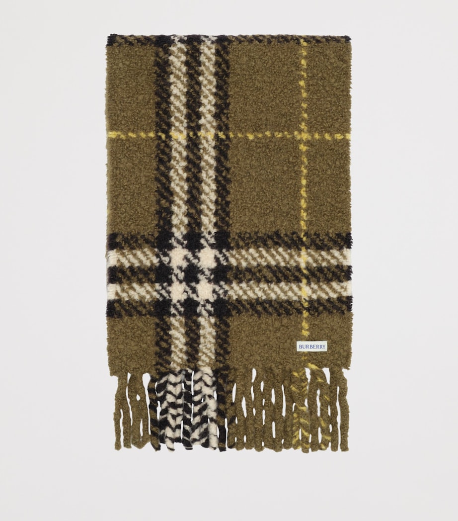 Burberry Alpaca-Blend Bouclé Check Scarf Pea Green Image 6