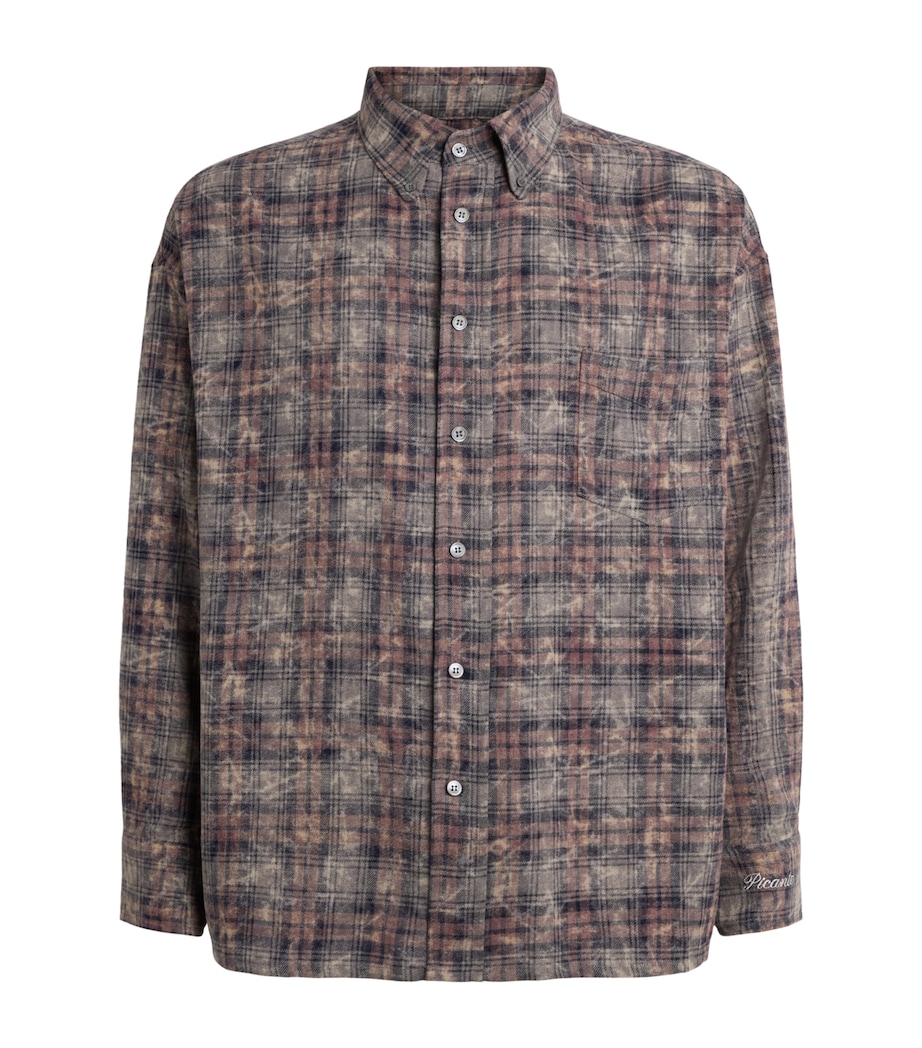 Picante Mens Cotton Bleached Check Rocco Shirt Navy Image 1
