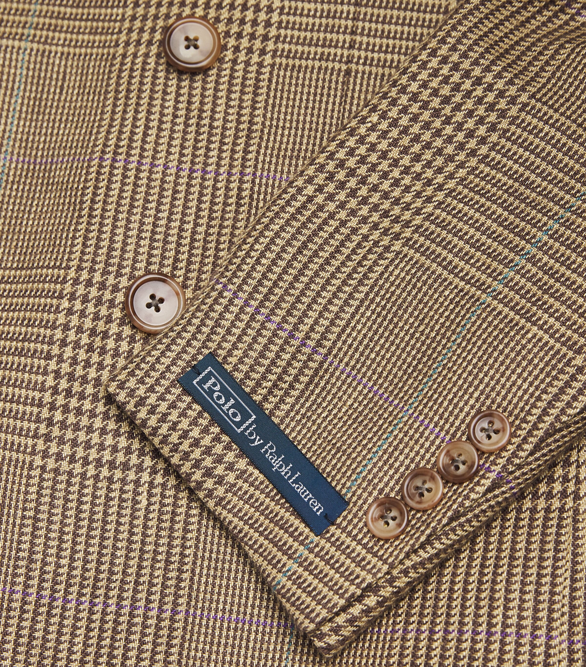 Polo Ralph Lauren Mens Linen-Blend Glen Plaid Blazer Brown Image 5
