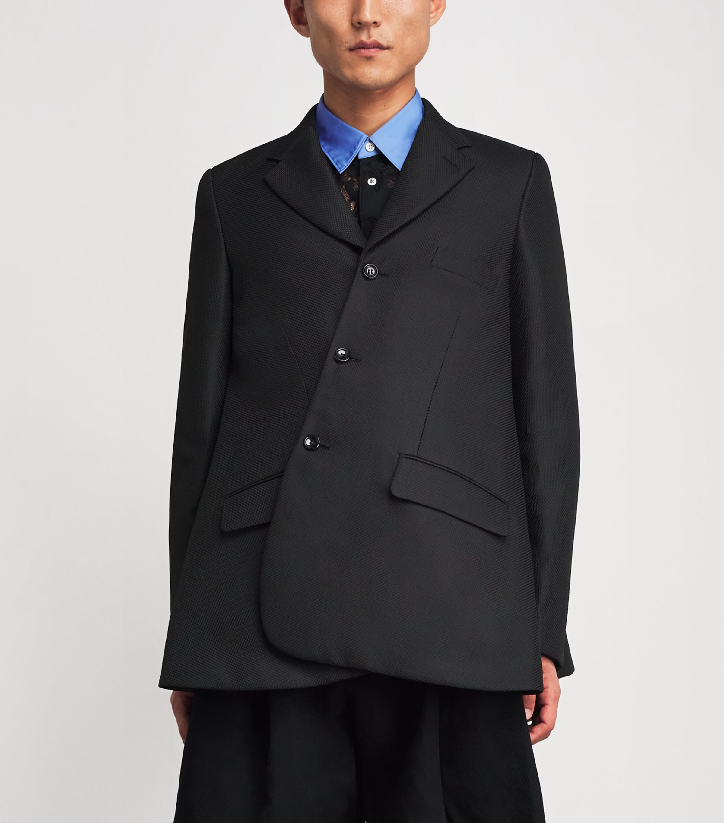 Comme Des Garçons Mens Wool Asymmetrical Blazer Black Image 4