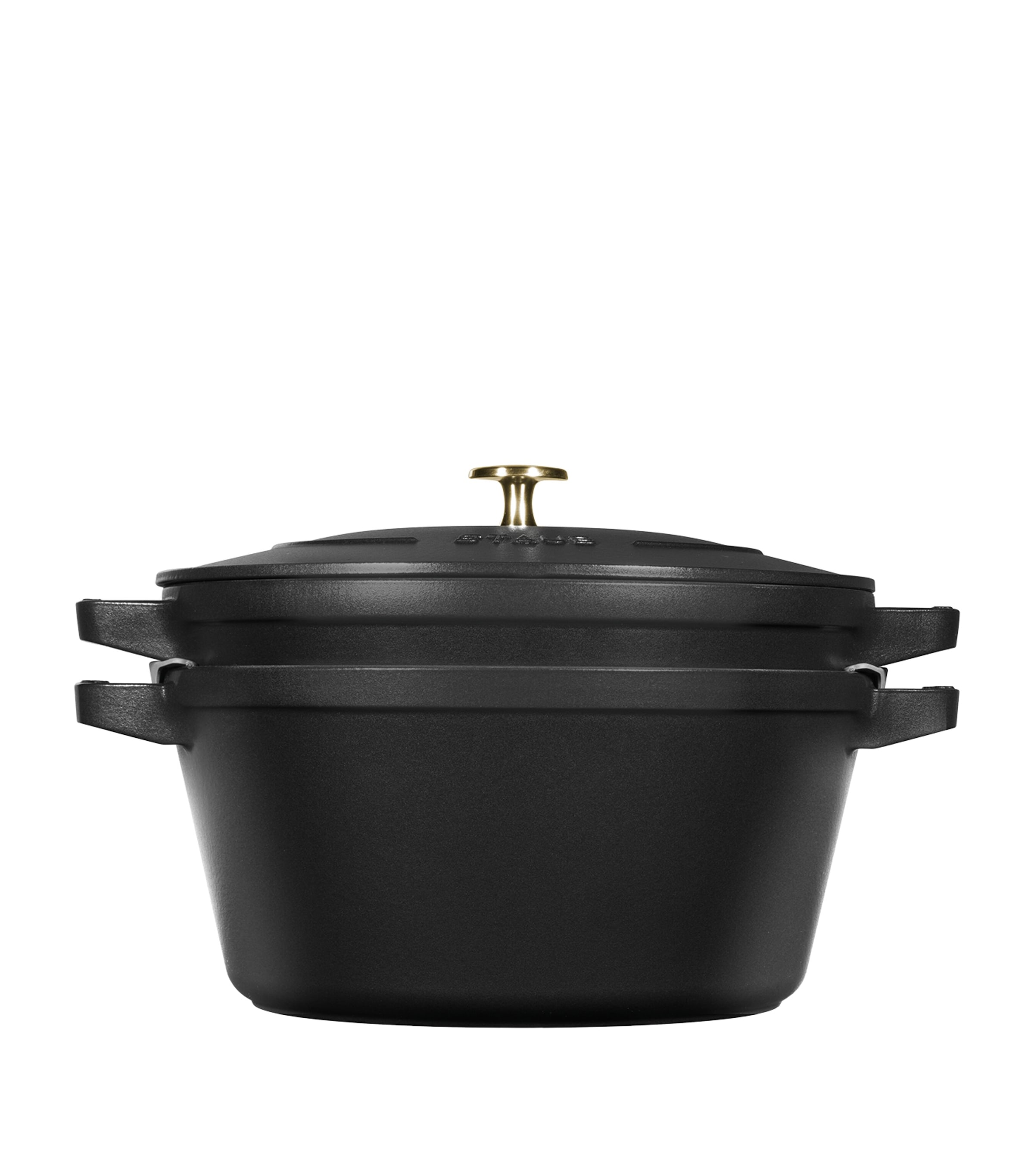 Staub 2-Piece Round Stackable Cocotte Set Black Image 2