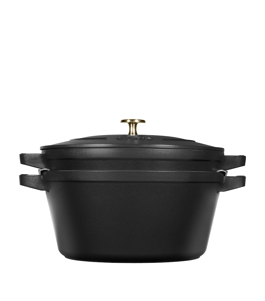 Staub 2-Piece Round Stackable Cocotte Set Black Image 2