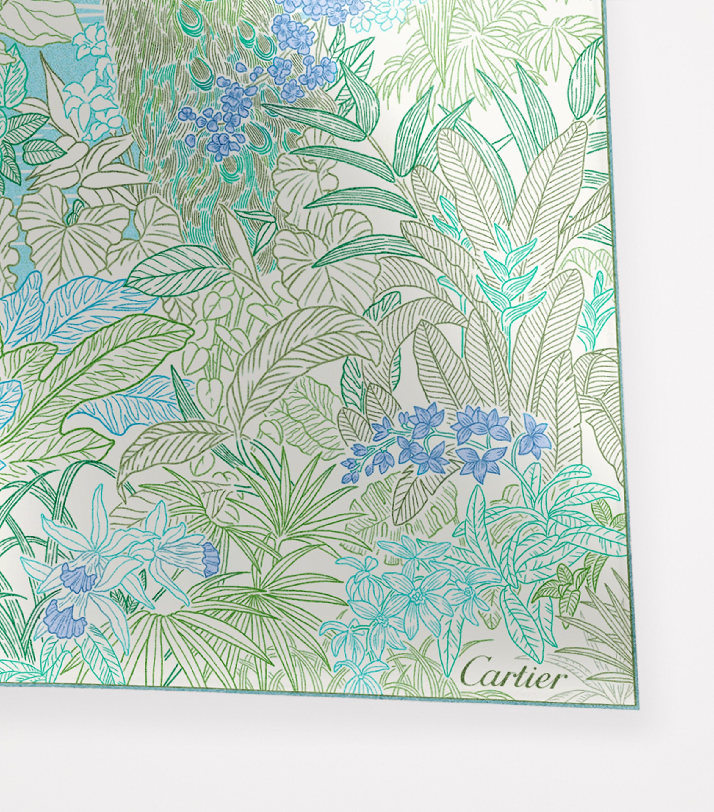 Cartier Silk Panthère Greenhouse Scarf Sage Green Image 4