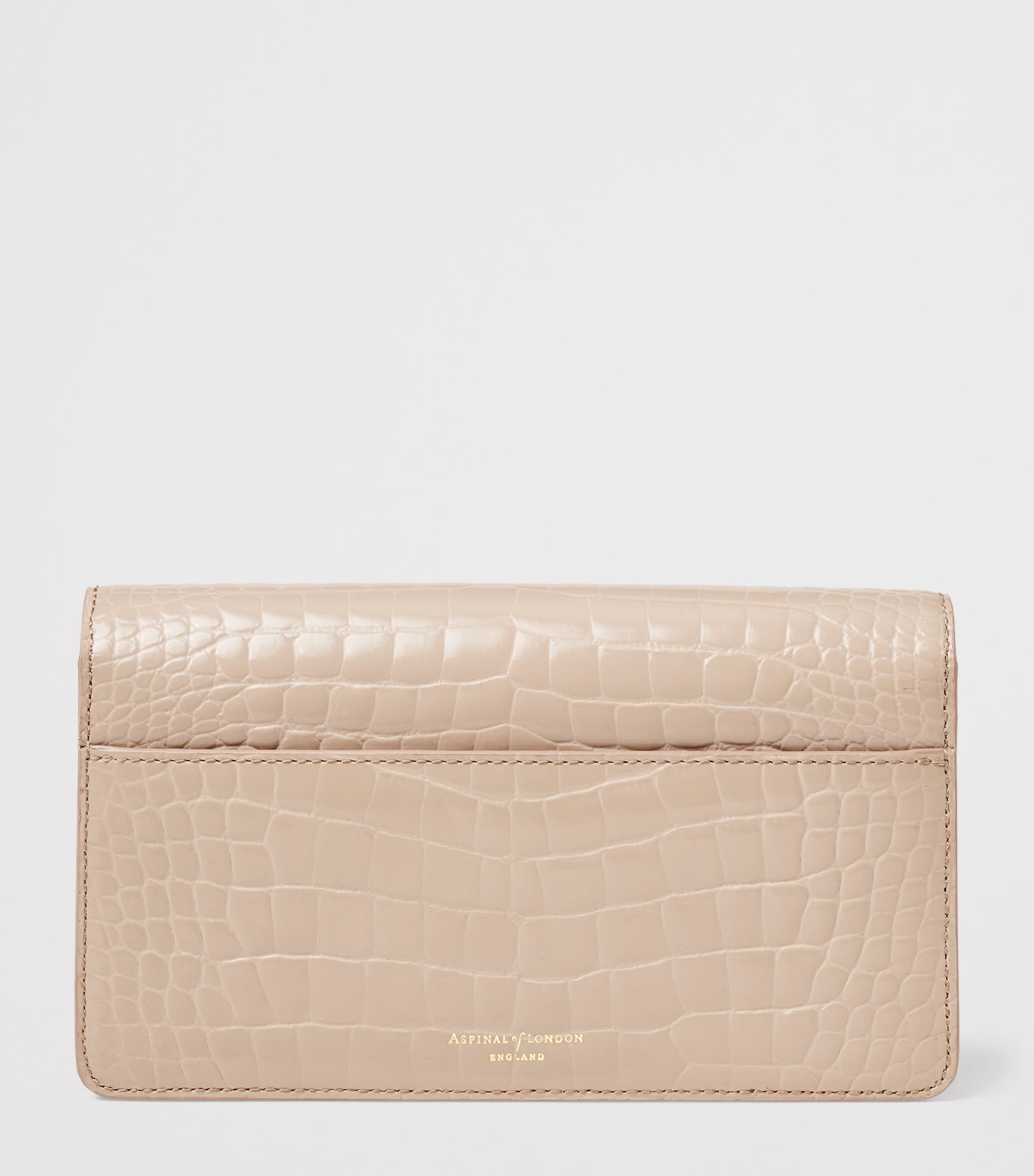 Croc-Embossed Leather Mayfair 2 Clutch Bag TAUPE Image 3