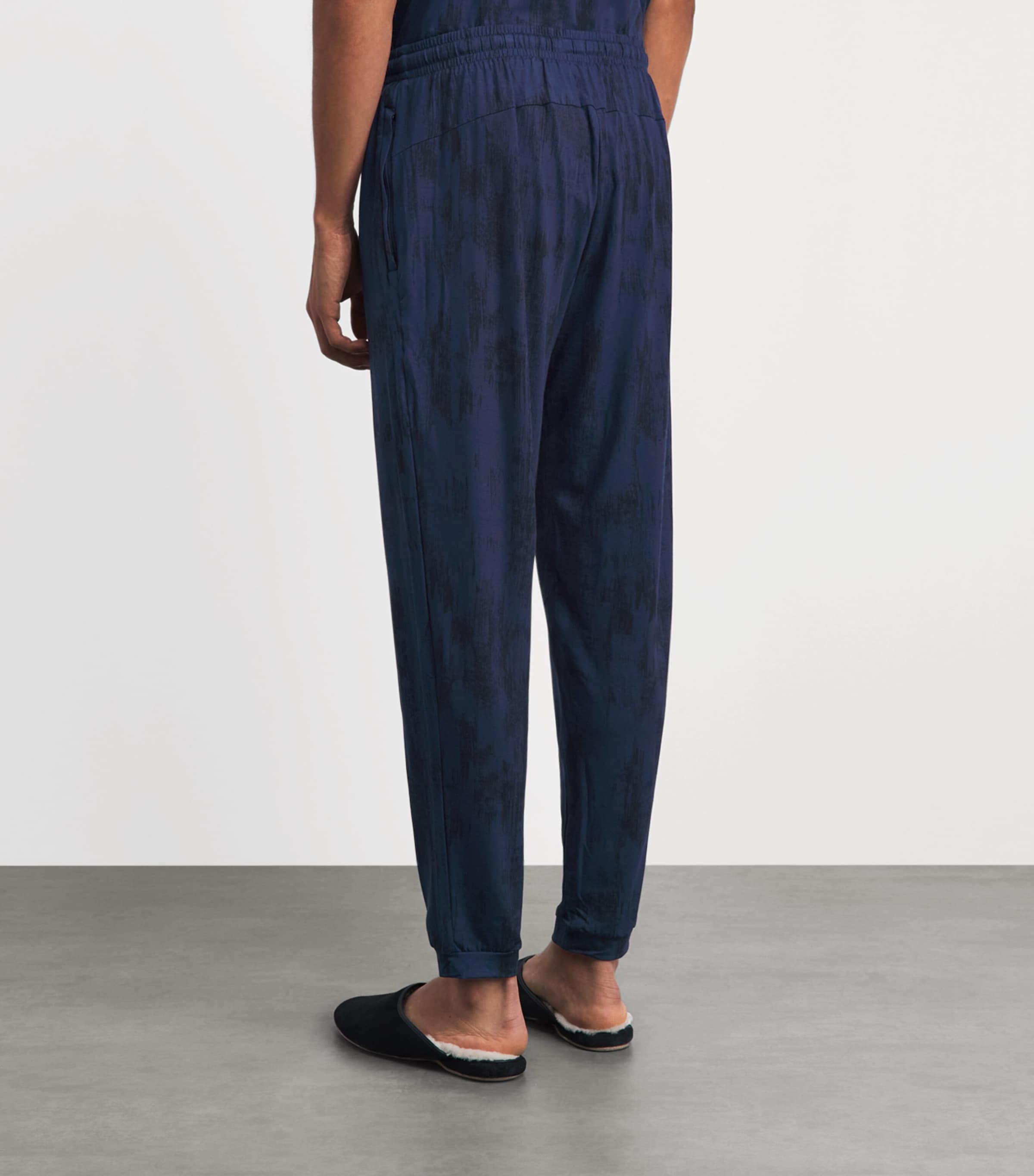 Derek Rose Mens Printed London Lounge Trousers Nav Image 5