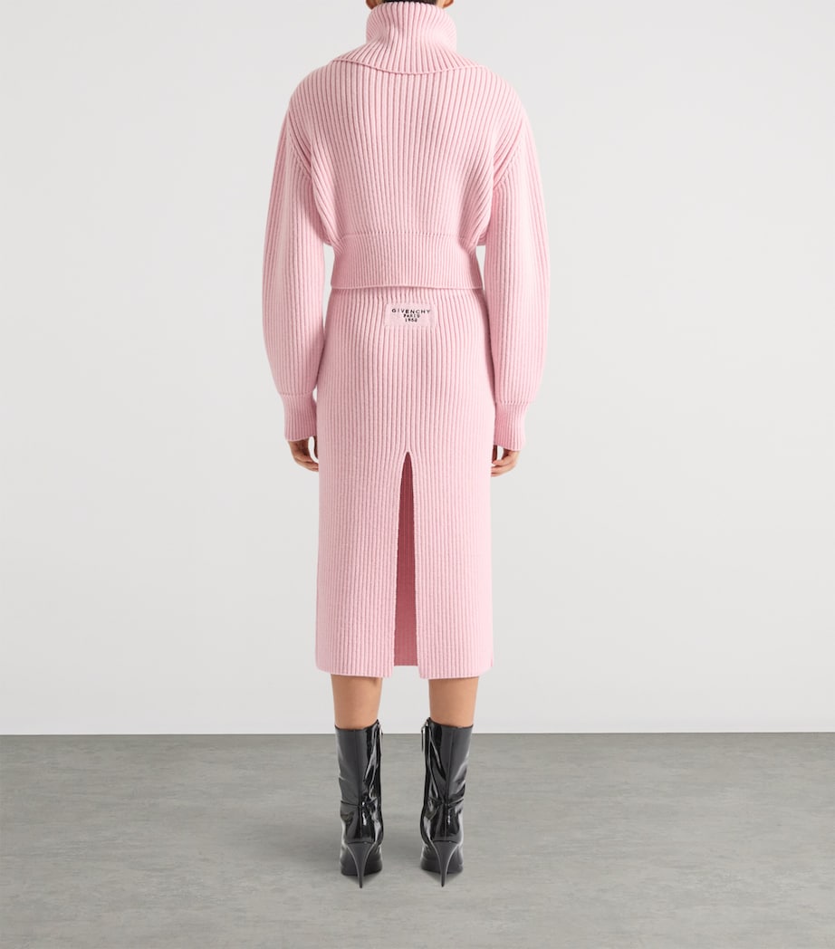 Wool-Blend Logo Cardigan LIGHT PINK Image 3