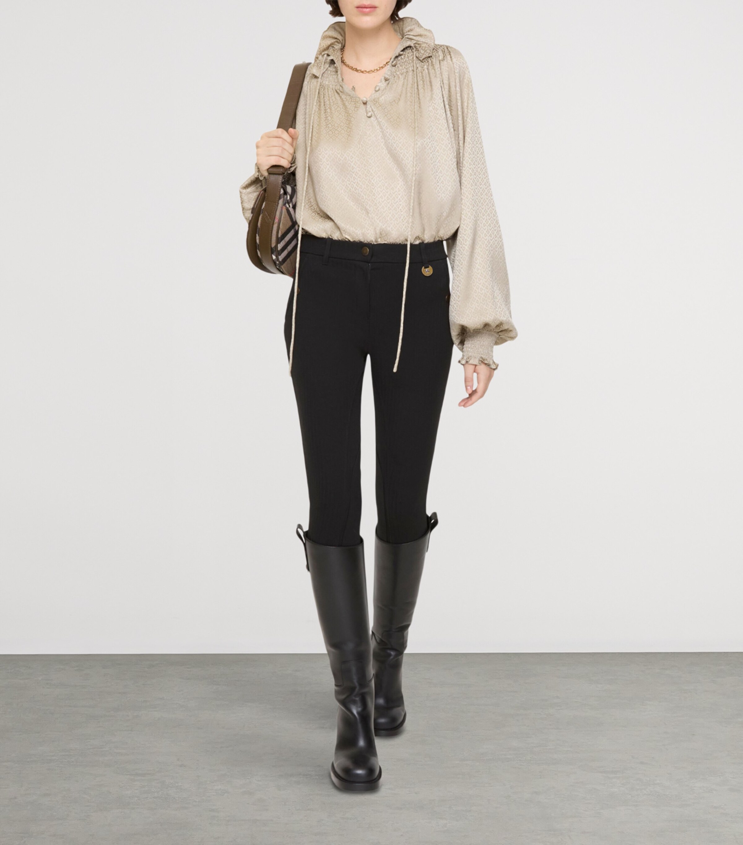 Stretch Cotton Herringbone Jodhpurs BLACK Image 2