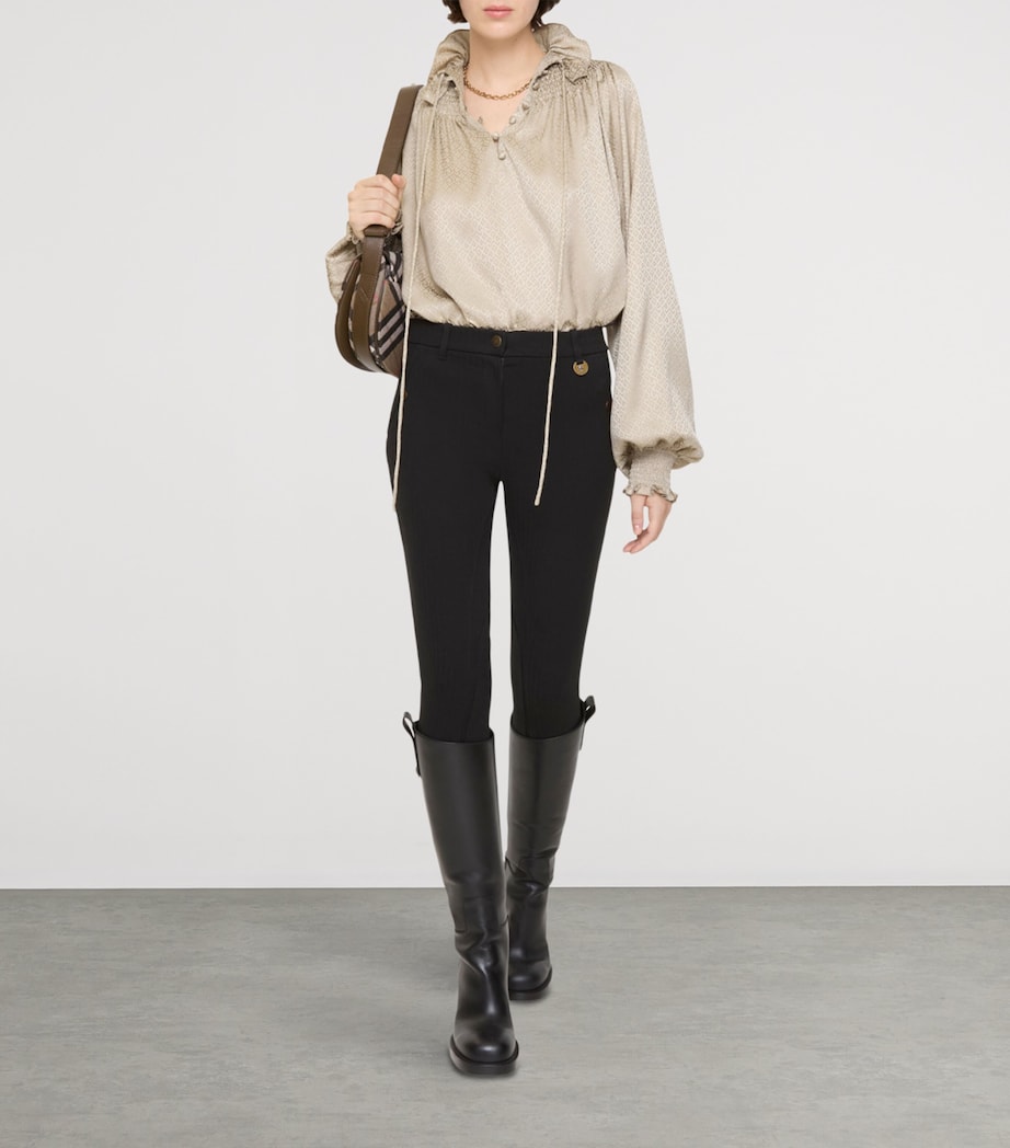 Stretch Cotton Herringbone Jodhpurs BLACK Image 2