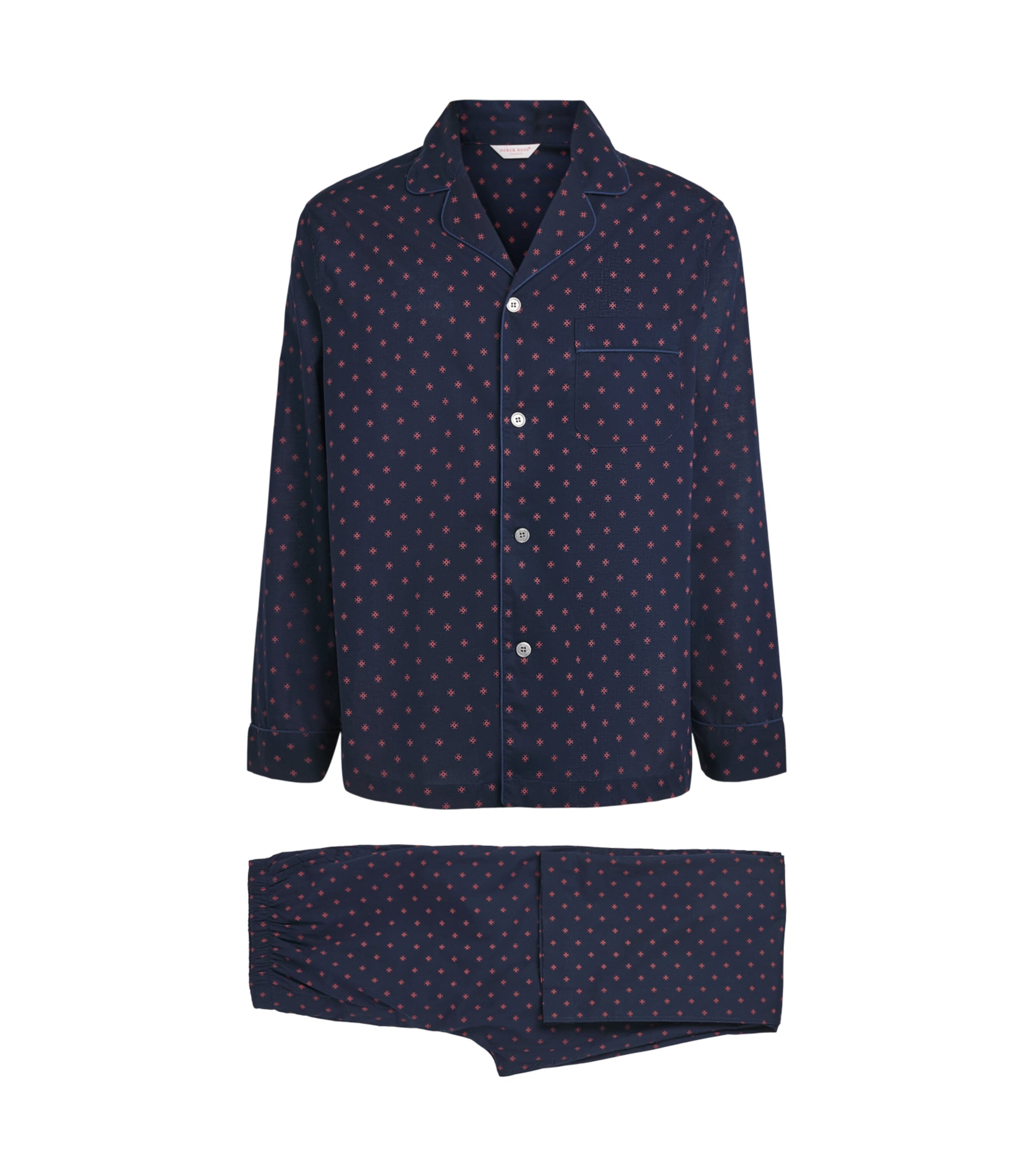 Derek Rose Mens Nelson Classic Pyjama Set Nav Image 1