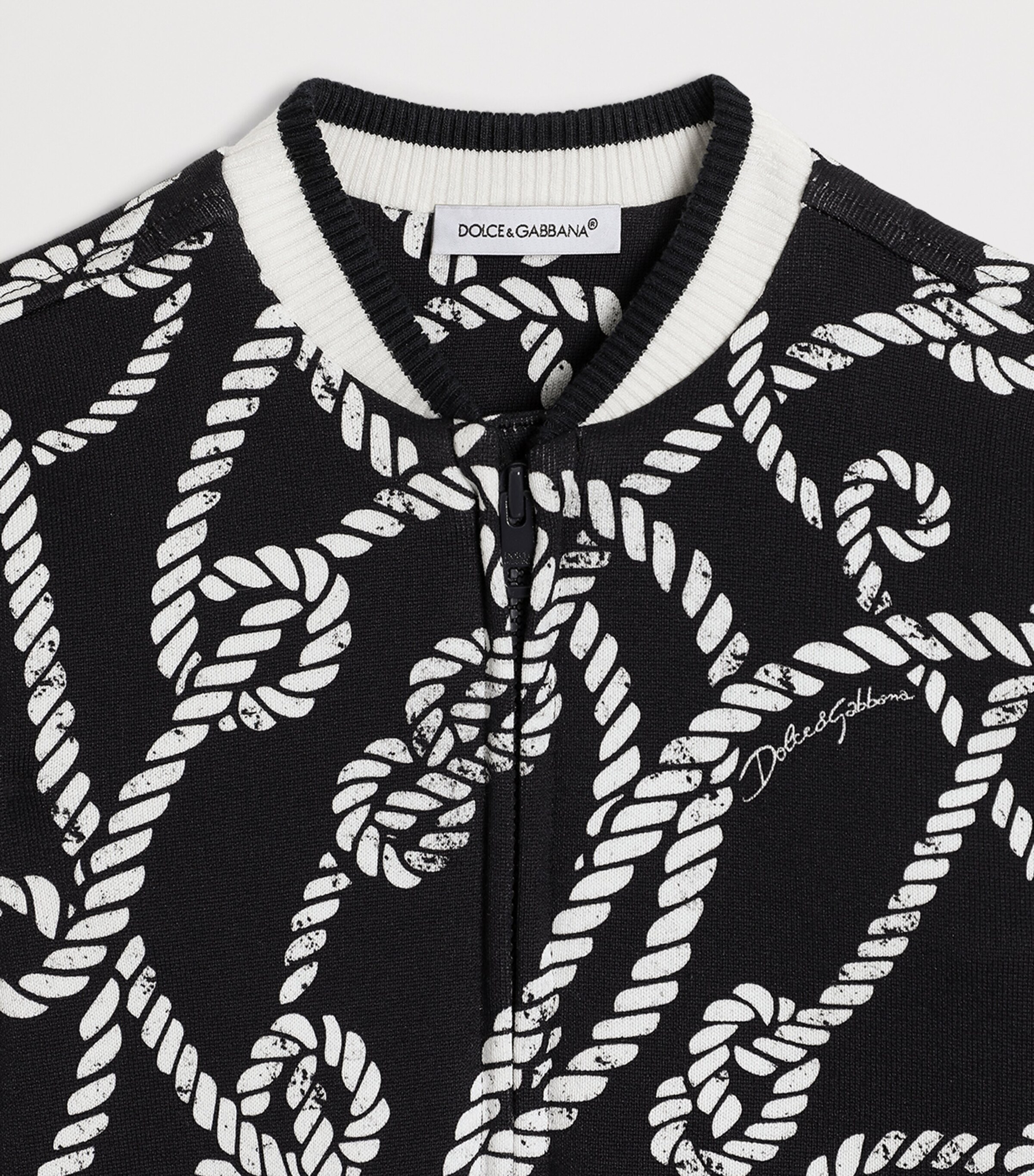 Dolce&Gabbana Kids Cotton Rope Print Jacket (3-30 Months) Corde F.blu Image 3