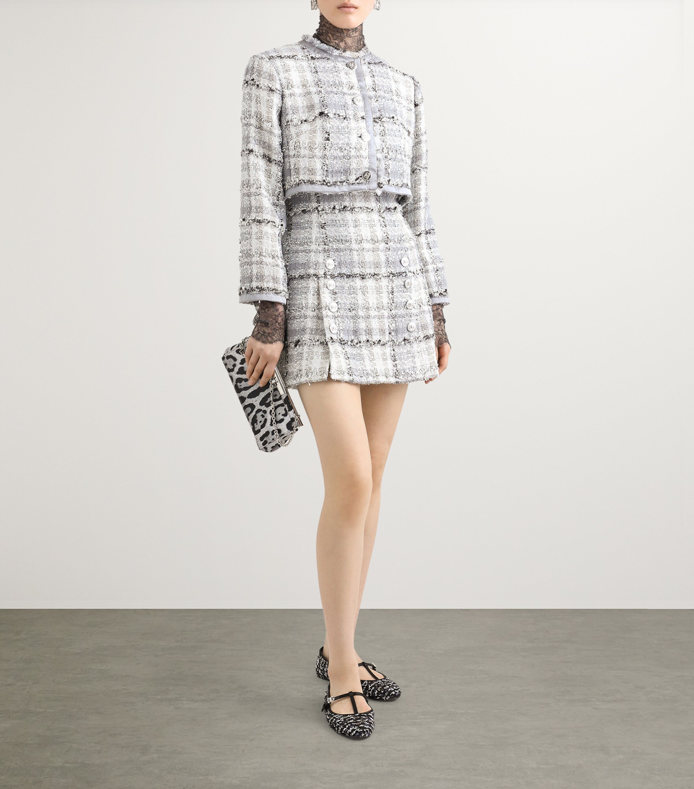 Lace High-Neck Blouse N5543-GREY Image 2