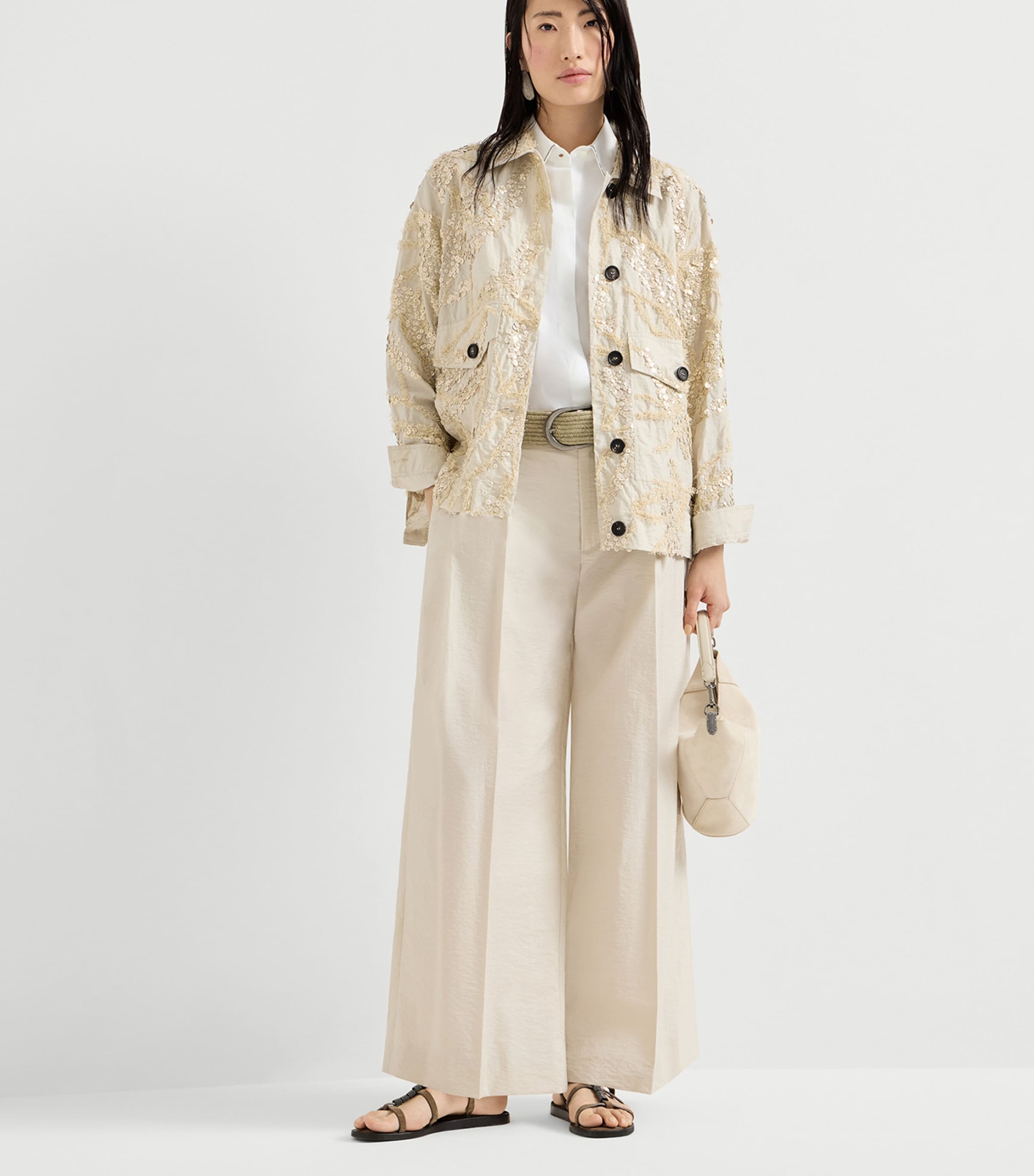 Brunello Cucinelli Womens Cotton-Blend Embroidered Poplin Jacket Image 2