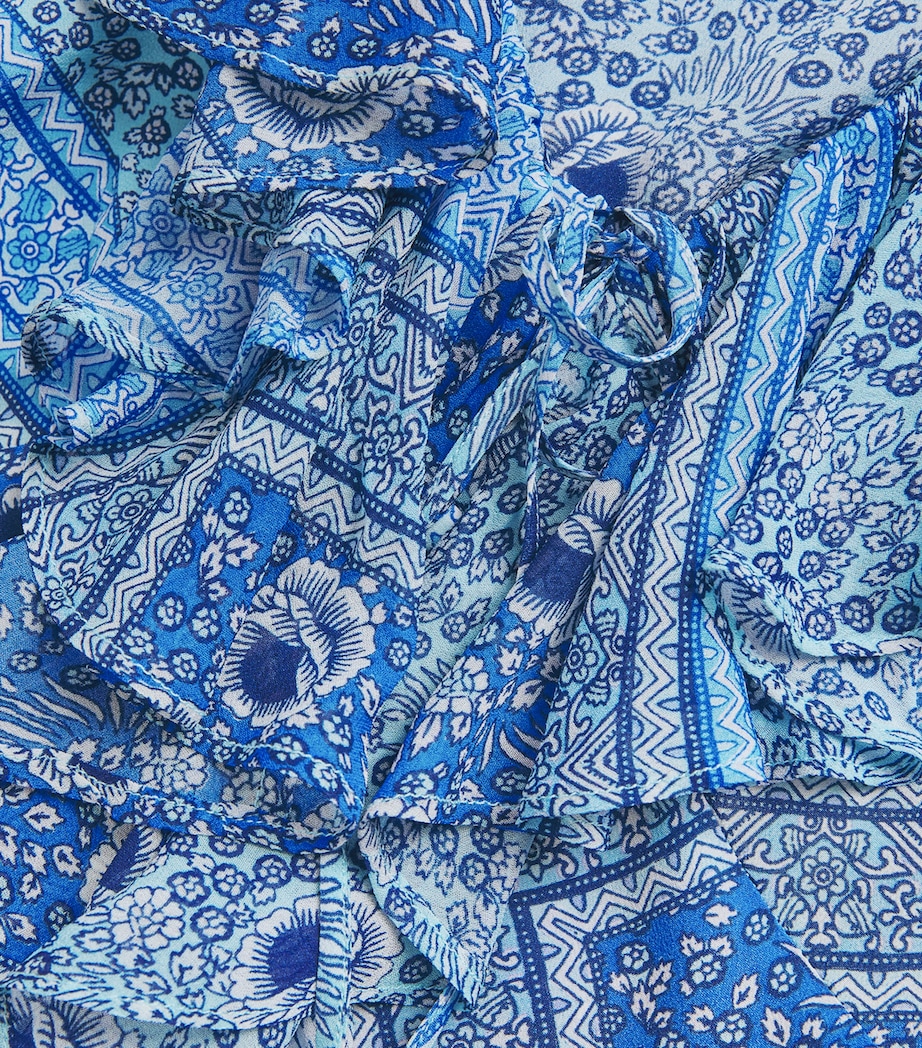 Silk Printed Gracye Midi Dress BOHO SCARF BLUE Image 5