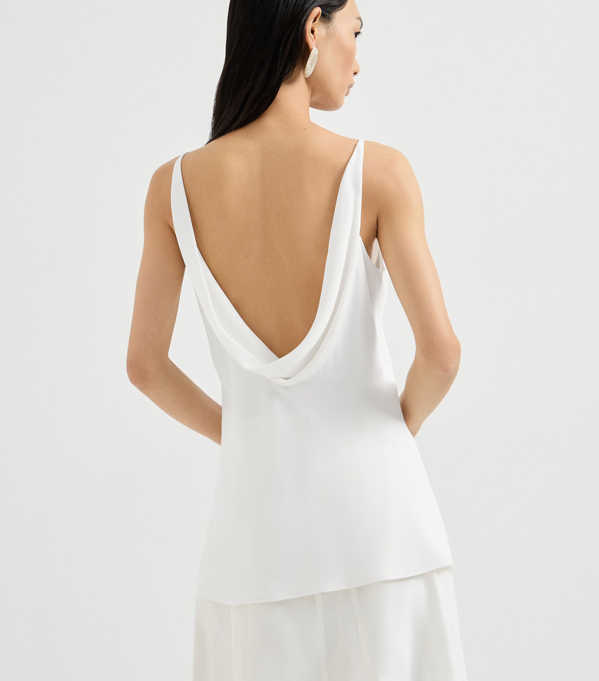 Brunello Cucinelli Womens Sable Silk Crepe Tank Top Image 5