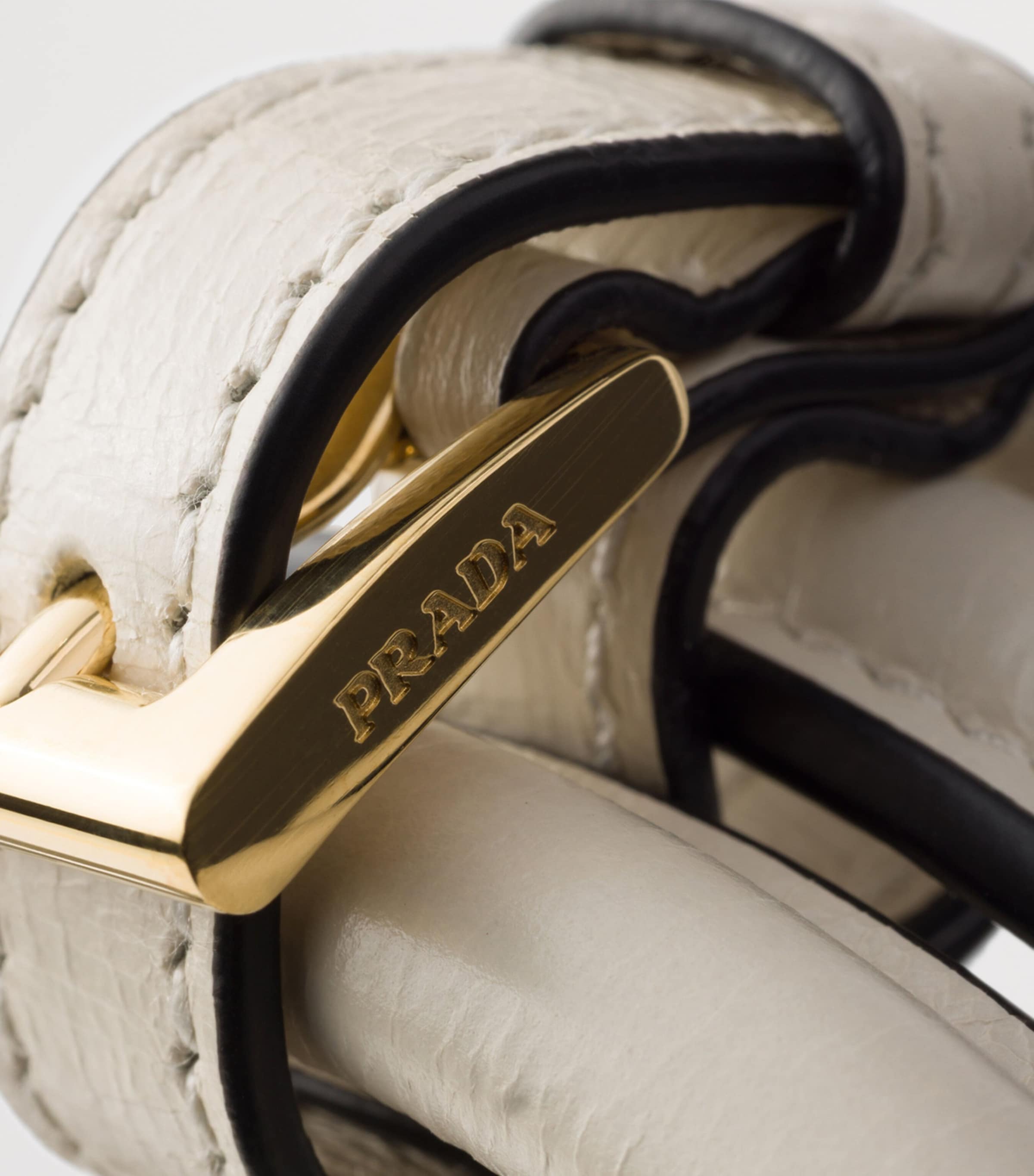 Prada Womens Large Leather Bonnie Top-Handle Bag White Image 6
