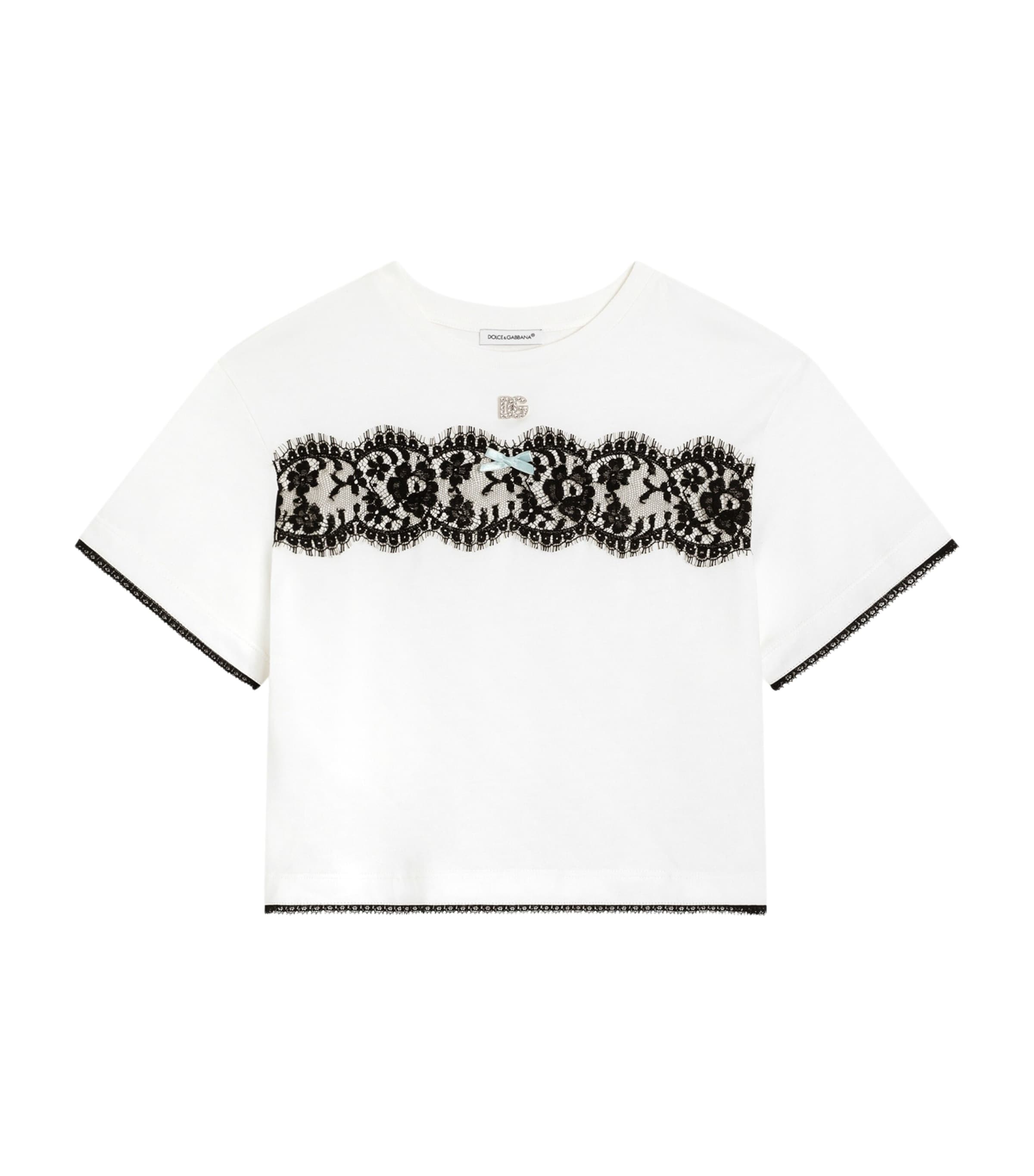 Dolce&Gabbana Kids Cotton Lace T-Shirt (8-12+ Years) White Image 1