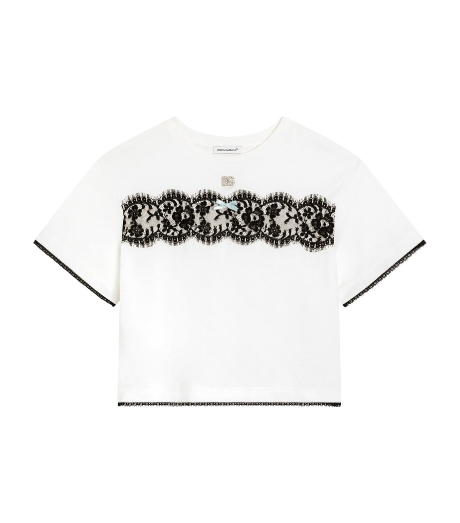 Dolce&Gabbana Kids Cotton Lace T-Shirt (8-12+ Years) White Image 1