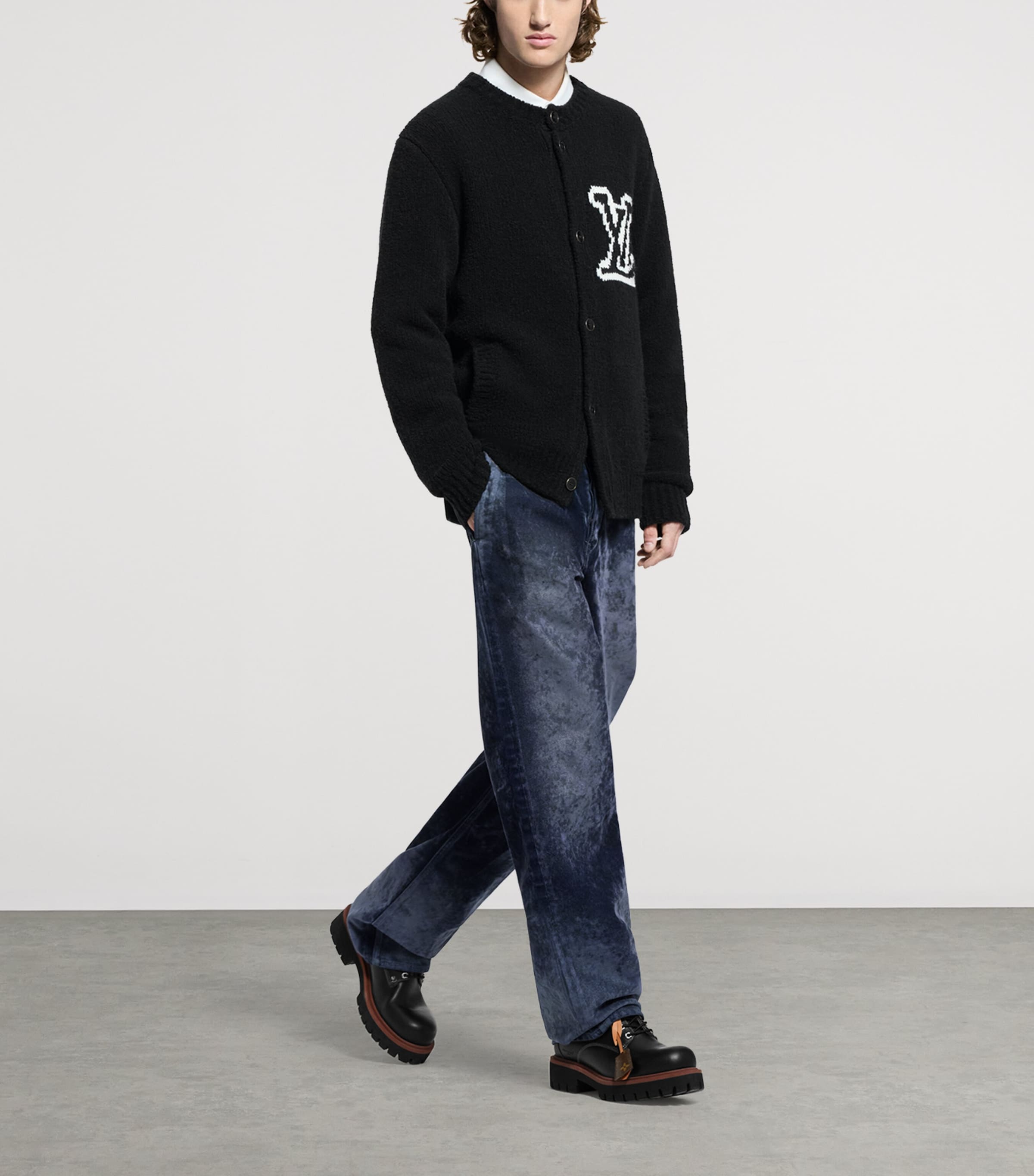 Velvet-Flocked Denim Trousers NIGHT SKY Image 4