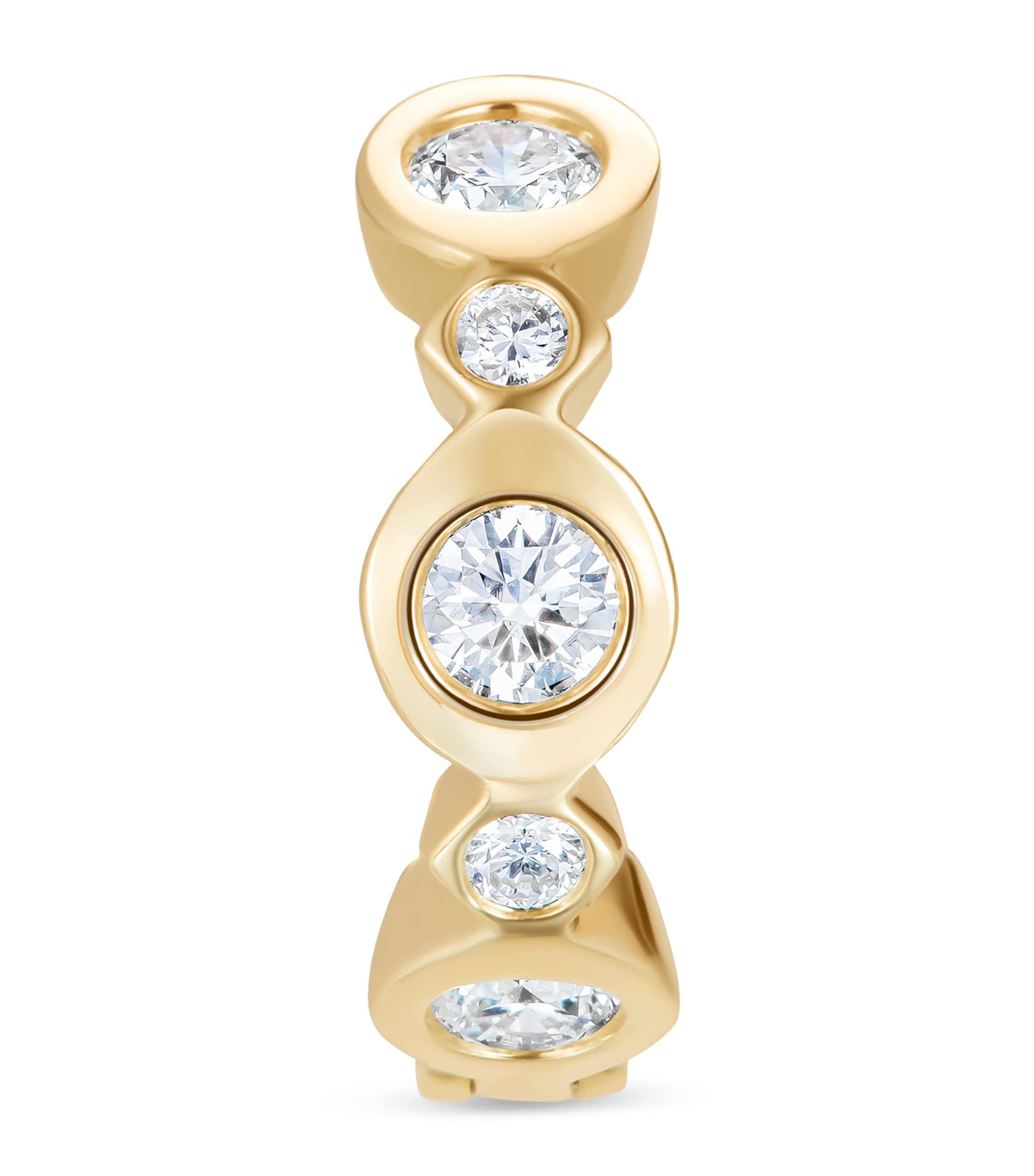 David Morris Yellow Gold and Diamond Triolette Oval Single Hoop Earring Clear Image 1