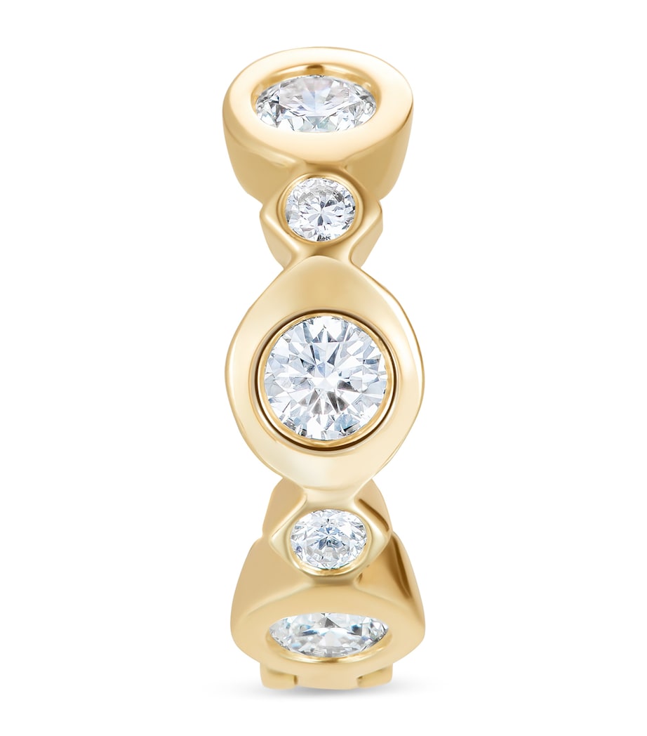 David Morris Yellow Gold and Diamond Triolette Oval Single Hoop Earring Clear Image 1