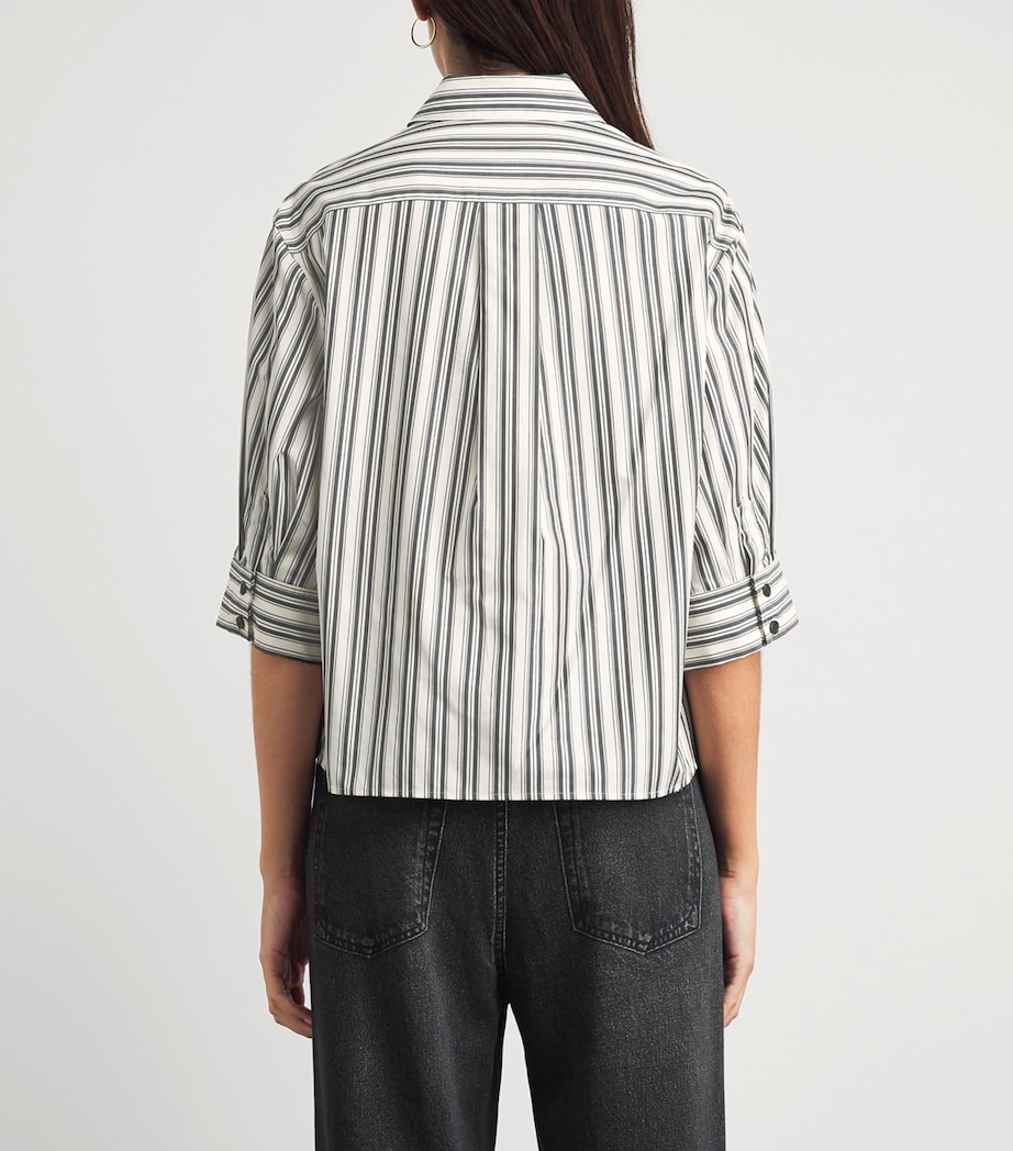 Rag & Bone Womens Cropped-Sleeve Stripe Lucia Shirt Charcstrp Image 5