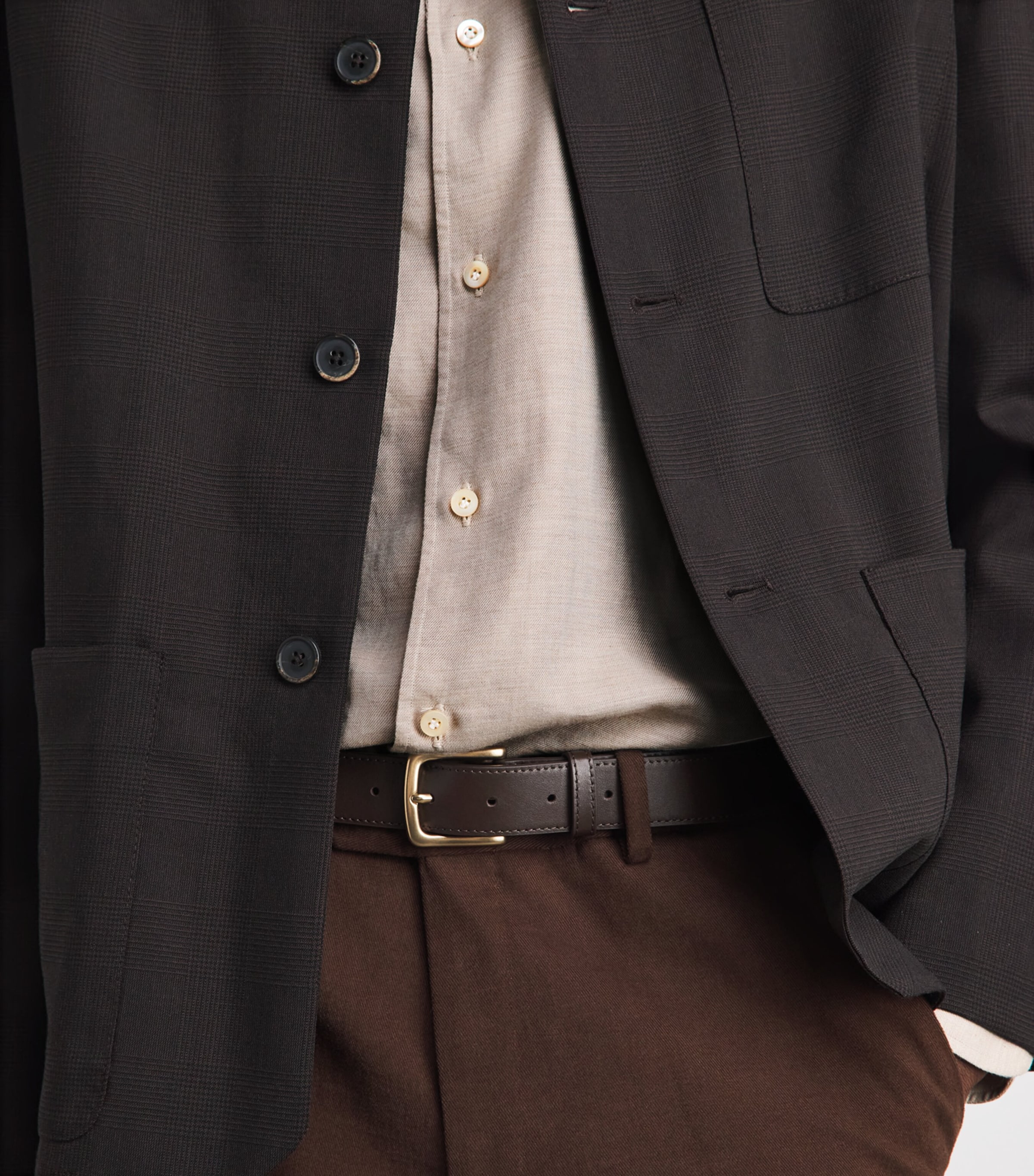 100HANDS Mens Cotton-Cashmere Shirt Soft Beige Image 3