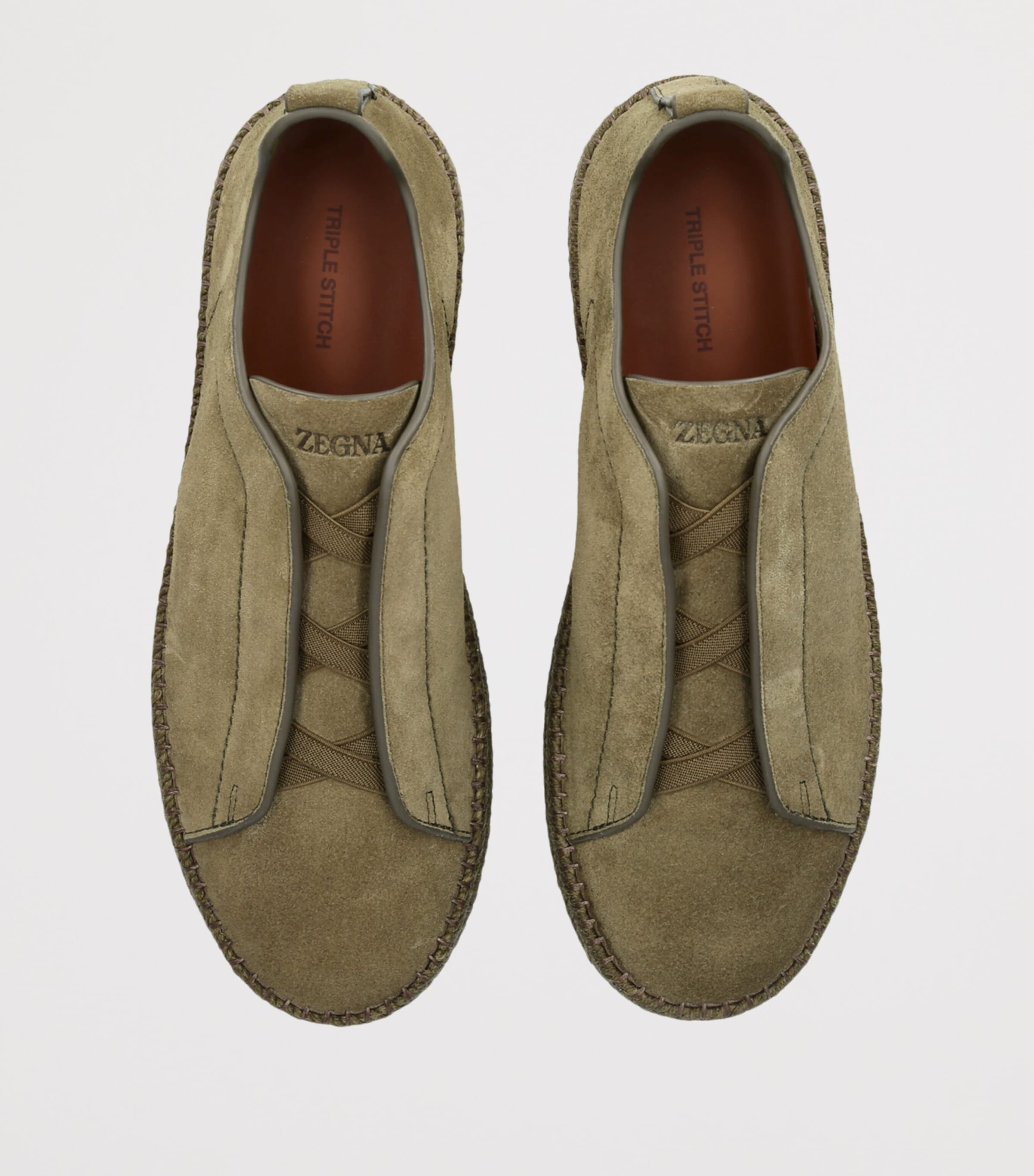 Zegna Suede Triple Stitch Espadrilles Mid Green Image 4