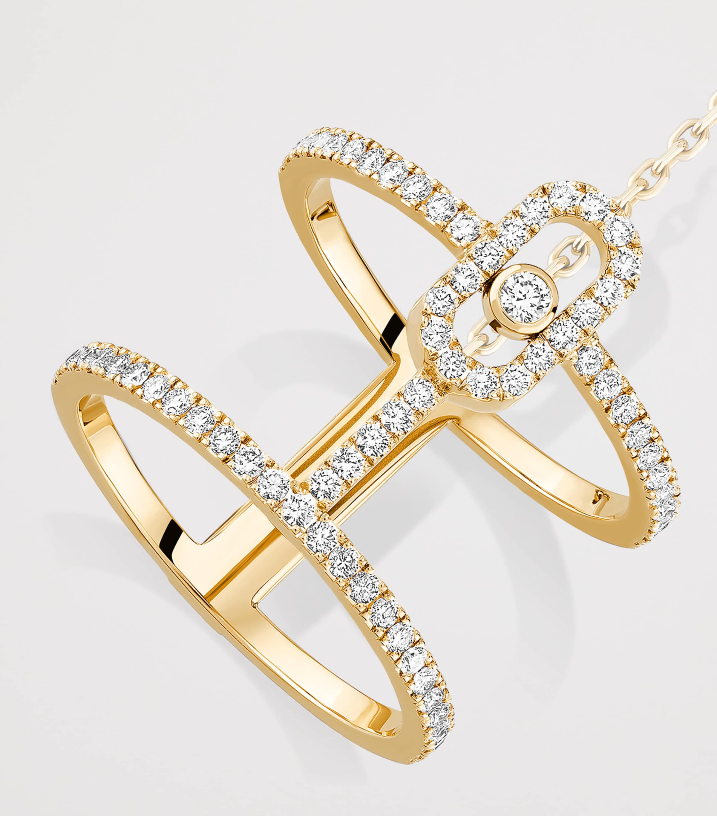 Messika Move Uno Yellow Gold and Diamond Double Ring Yellow Gold Image 3