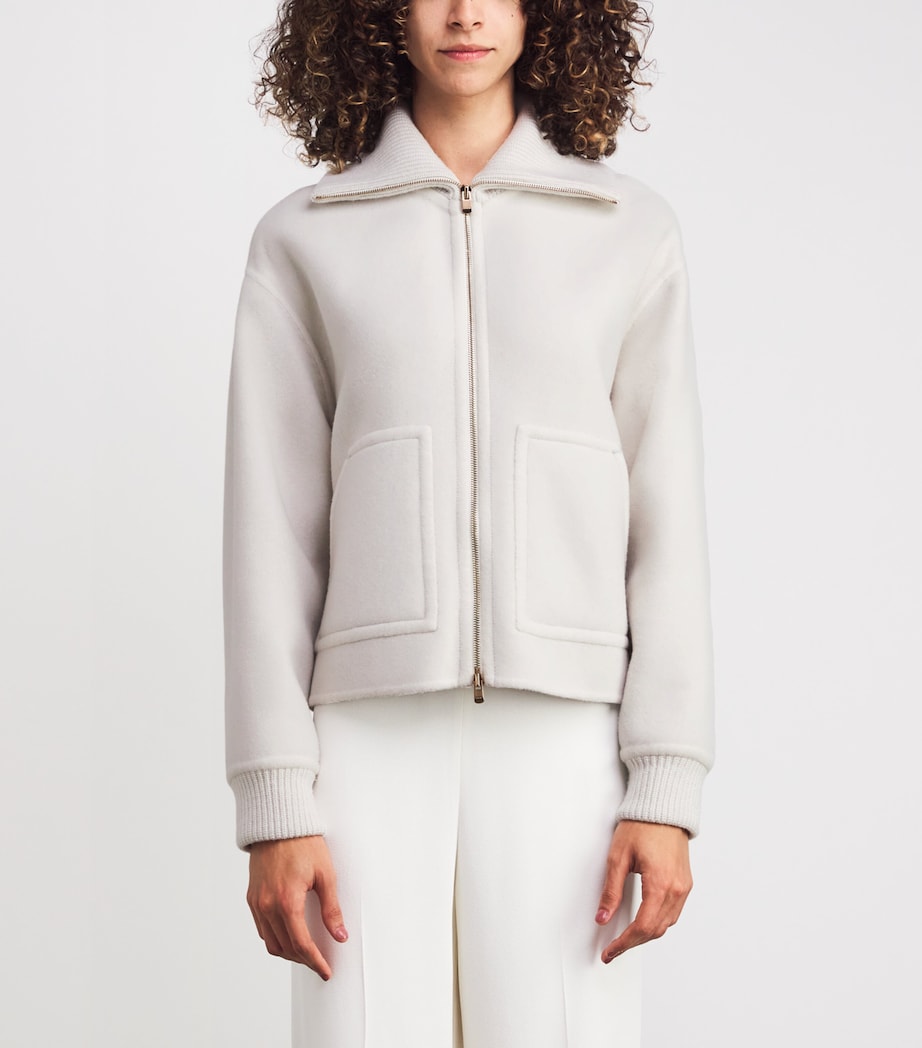 Cashmere Bomber Jacket N03WHITE - NATURAL Image 3