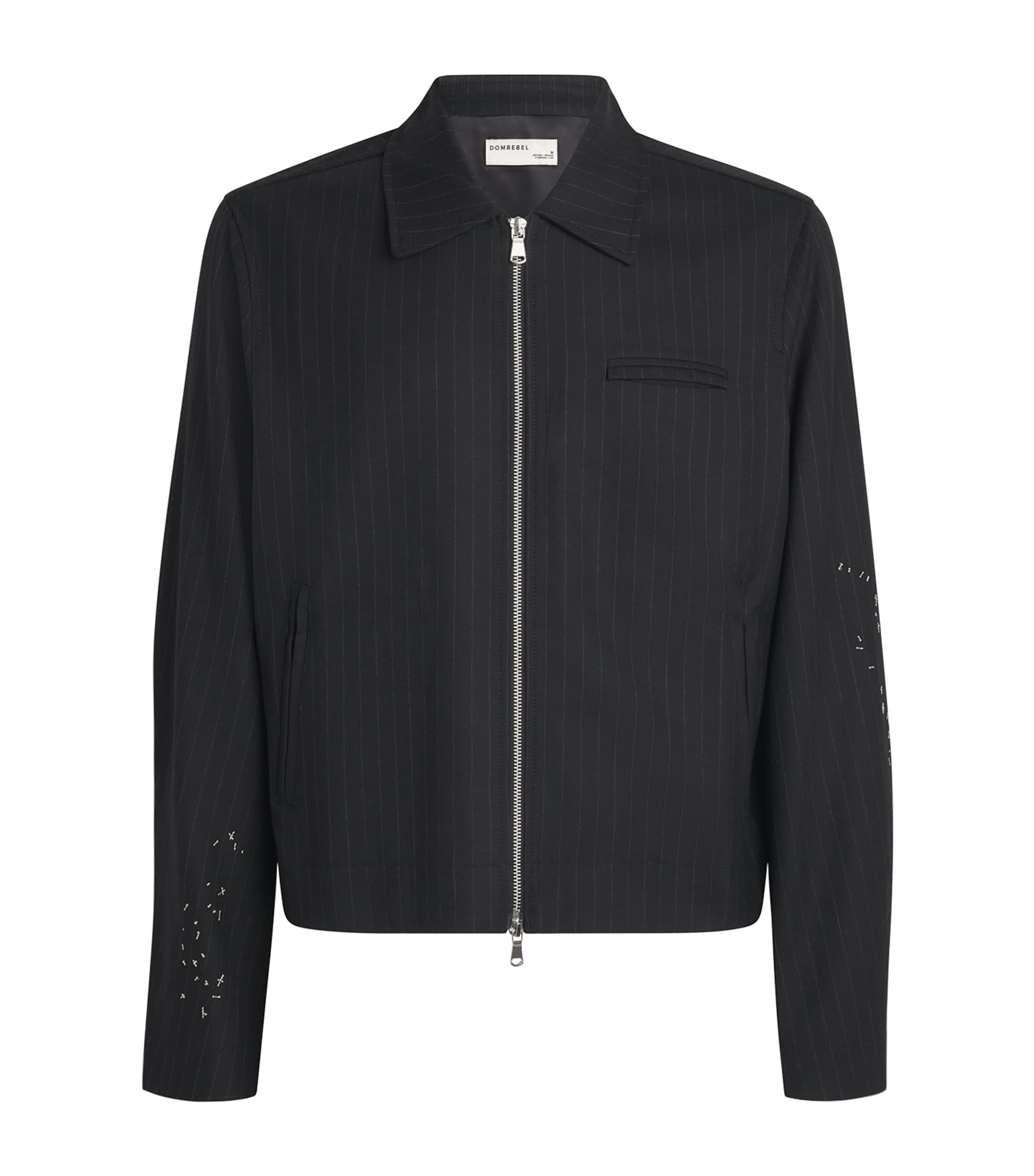 DOMREBEL Mens Pinstripe Backstage Jacket Black Image 1