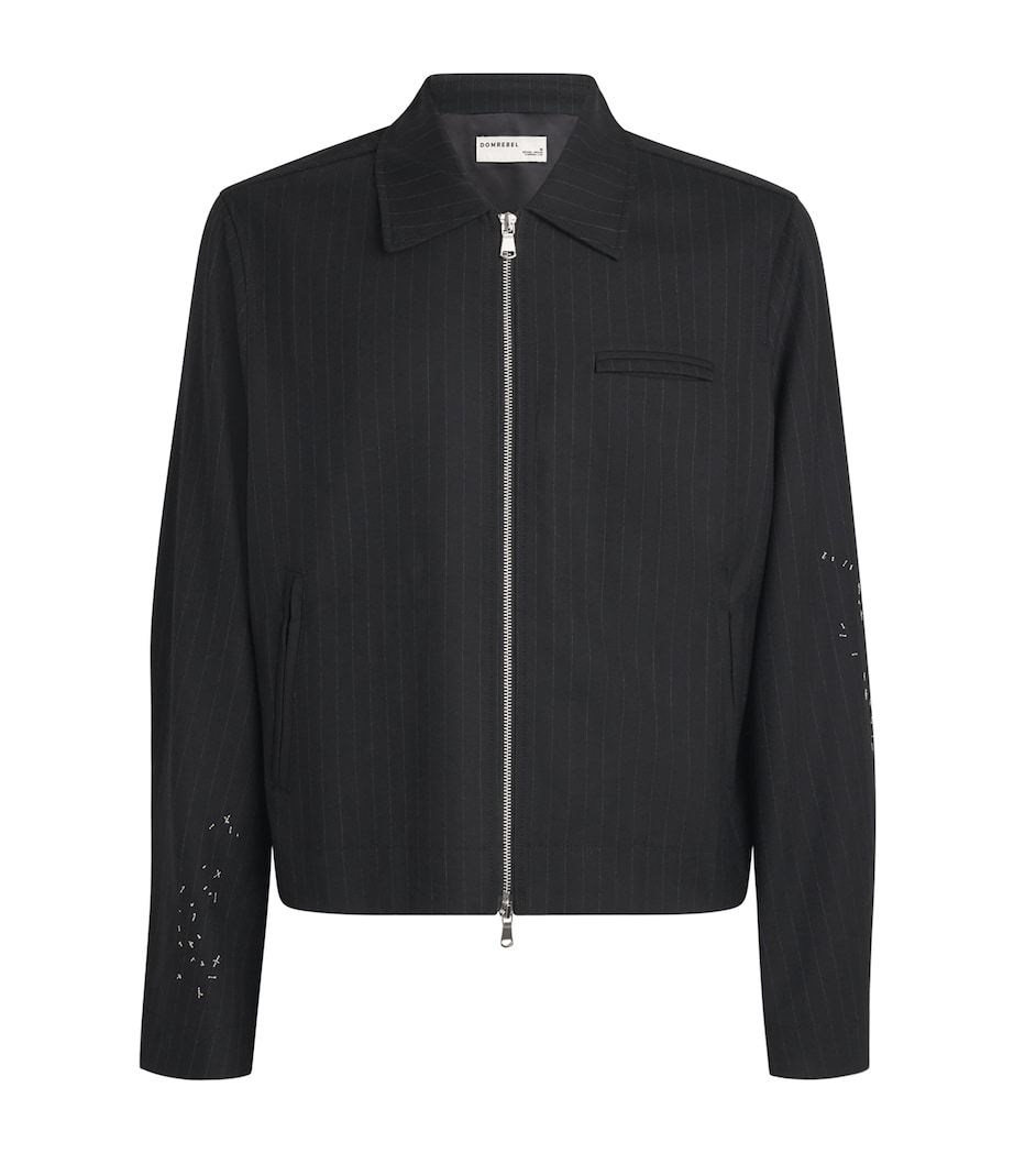 DOMREBEL Mens Pinstripe Backstage Jacket Black Image 1