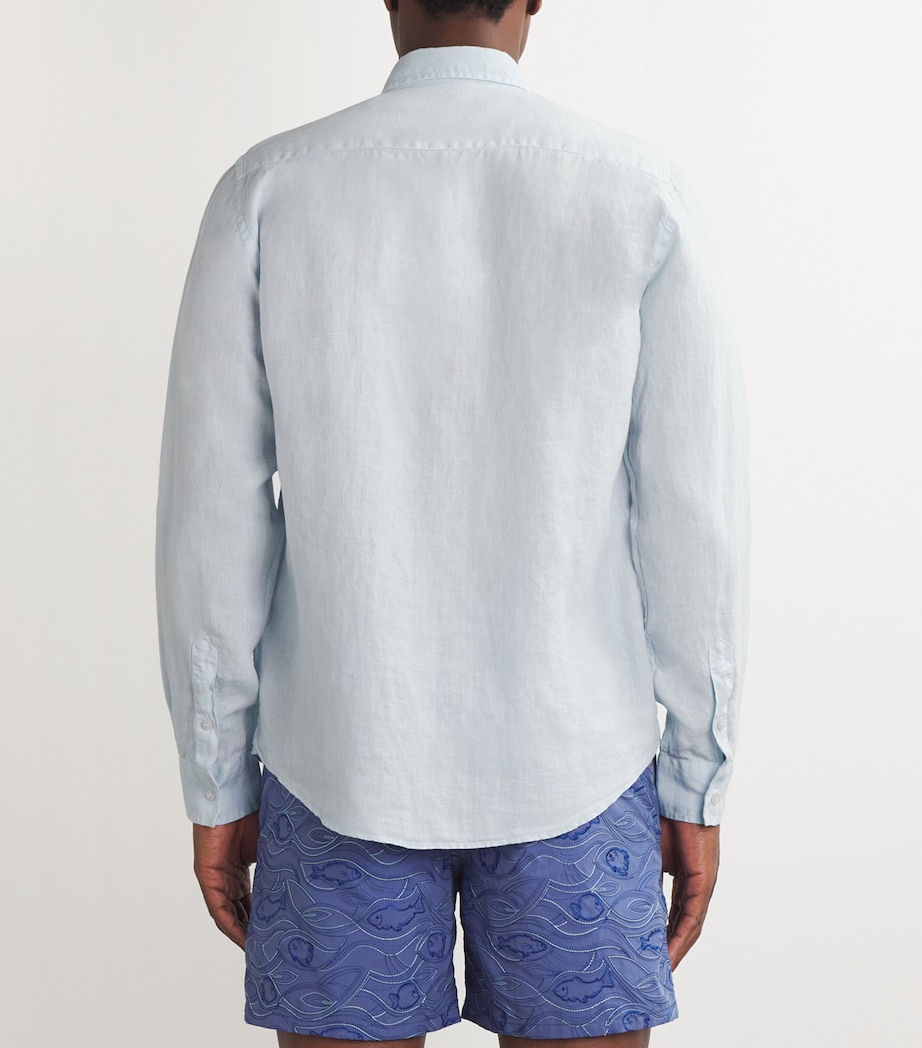 Linen Embroidered Caroubis Shirt 330 SKY BLUE Image 8
