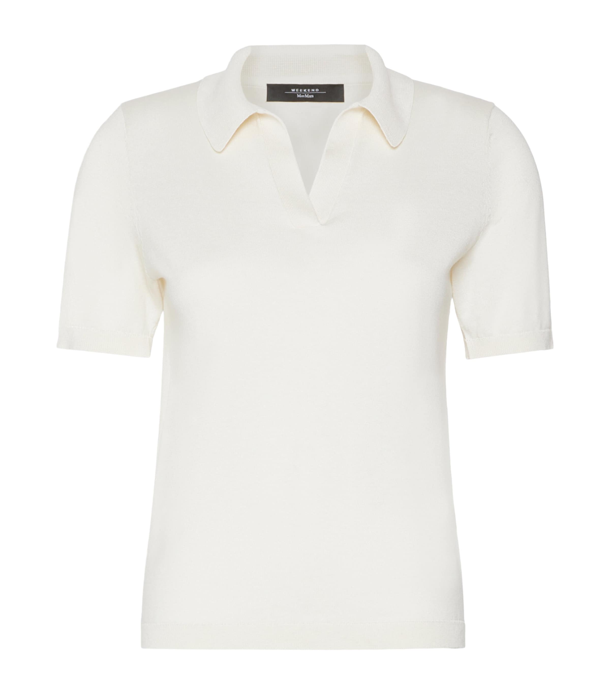 Weekend Max Mara Womens Silk-Cotton Polo Shirt Ecru Image 1
