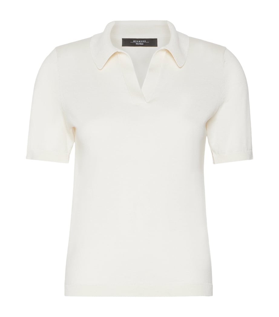 Weekend Max Mara Womens Silk-Cotton Polo Shirt Ecru Image 1