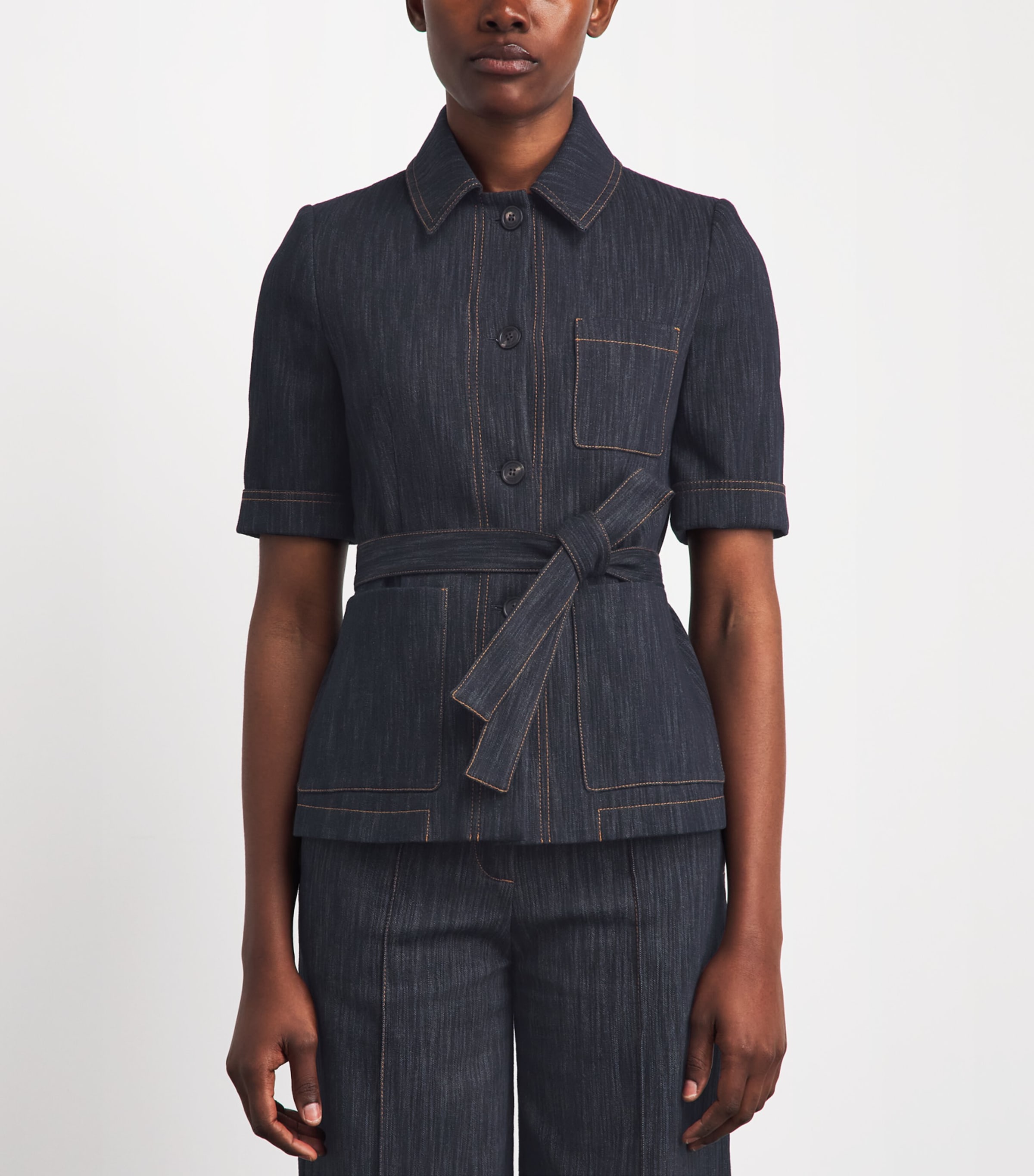 Eleventy Womens Tie-Waist Blouse Blu Image 4