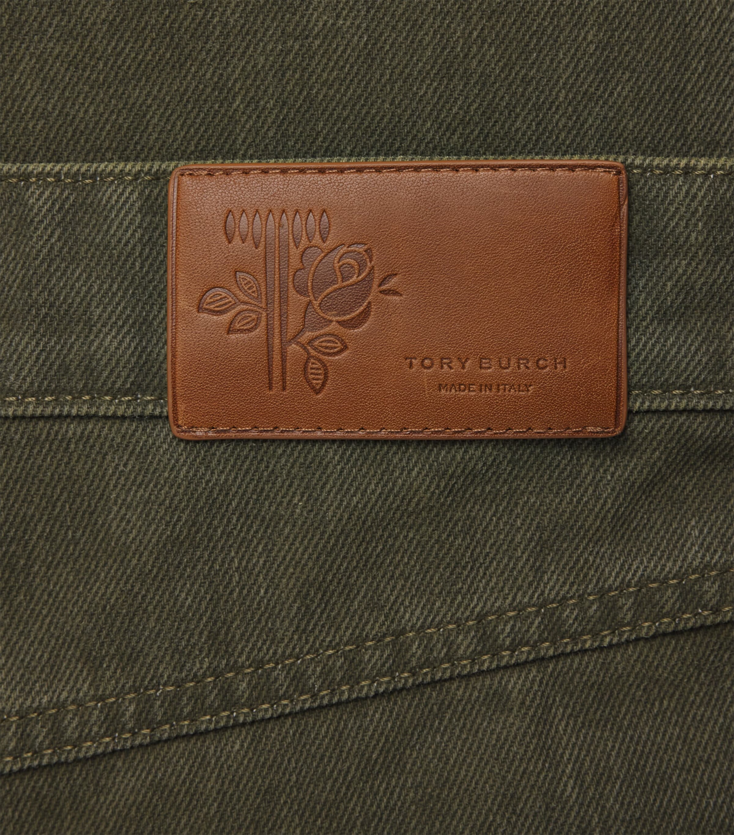 Tory Burch Womens Slim Cuffed Jeans Distressed Green Image 6