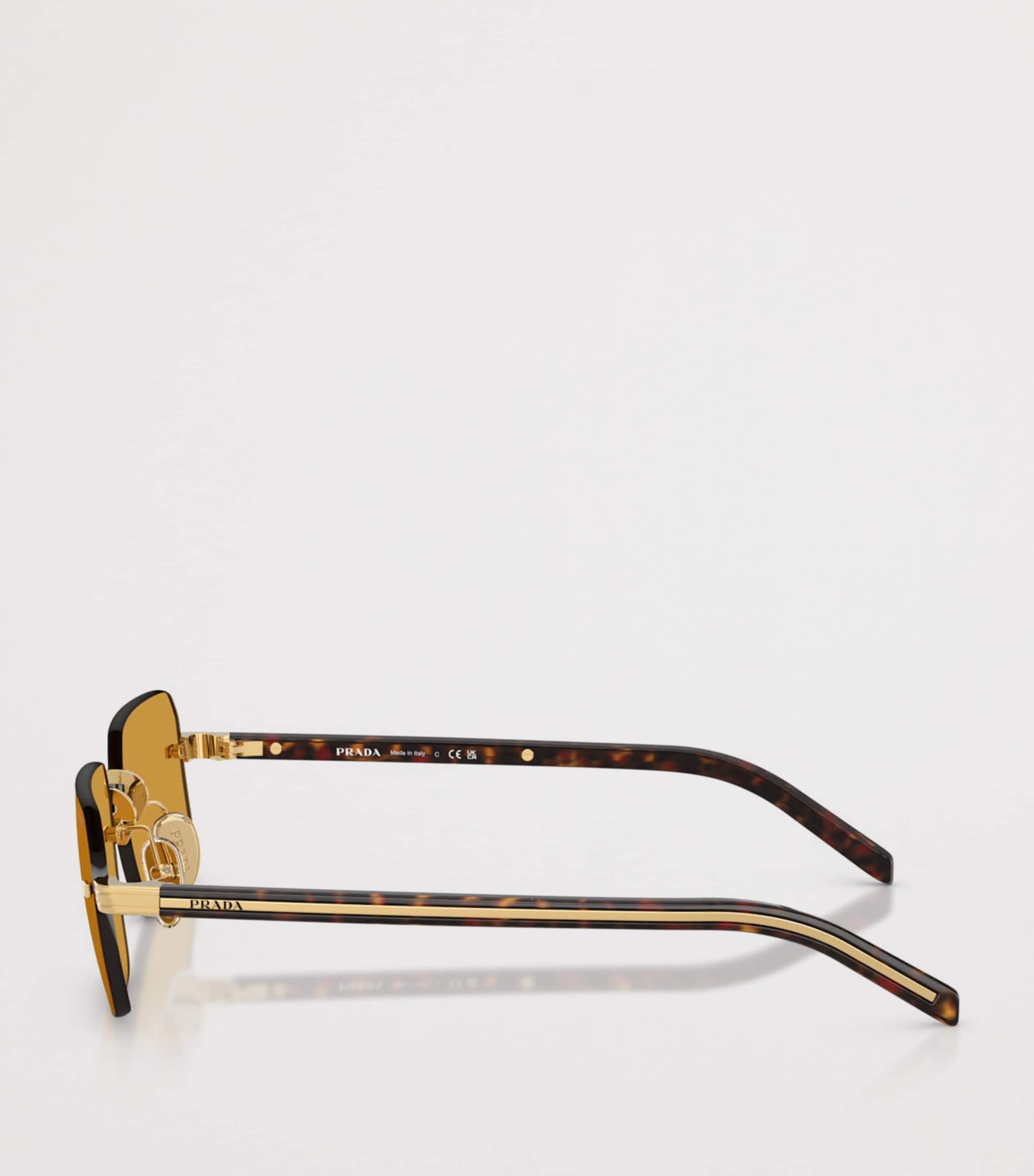 Prada Rimless Rectangle Sunglasses Gold Image 3