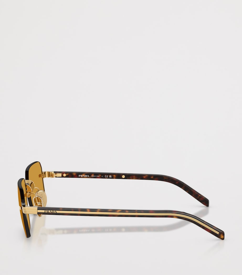 Prada Rimless Rectangle Sunglasses Gold Image 3