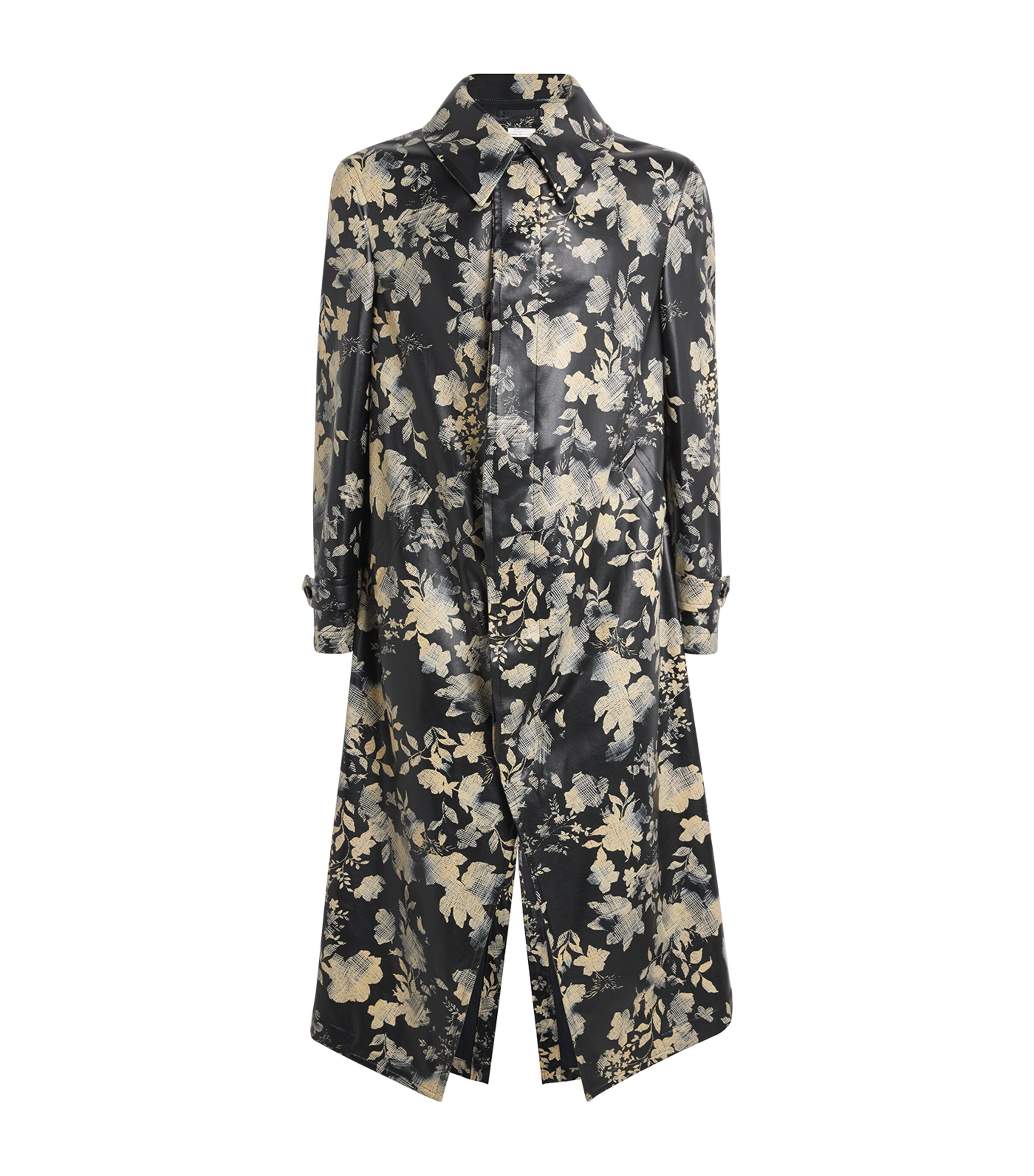 Comme Des Garçons Homme Plus Mens Faux Leather Floral Print Coat Black/ Natural Image 1