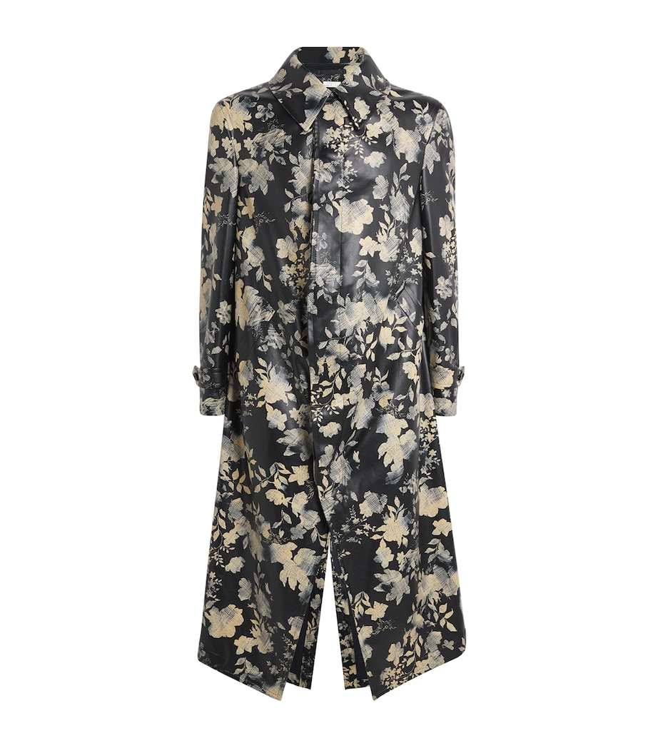 Comme Des Garçons Homme Plus Mens Faux Leather Floral Print Coat Black/ Natural Image 1