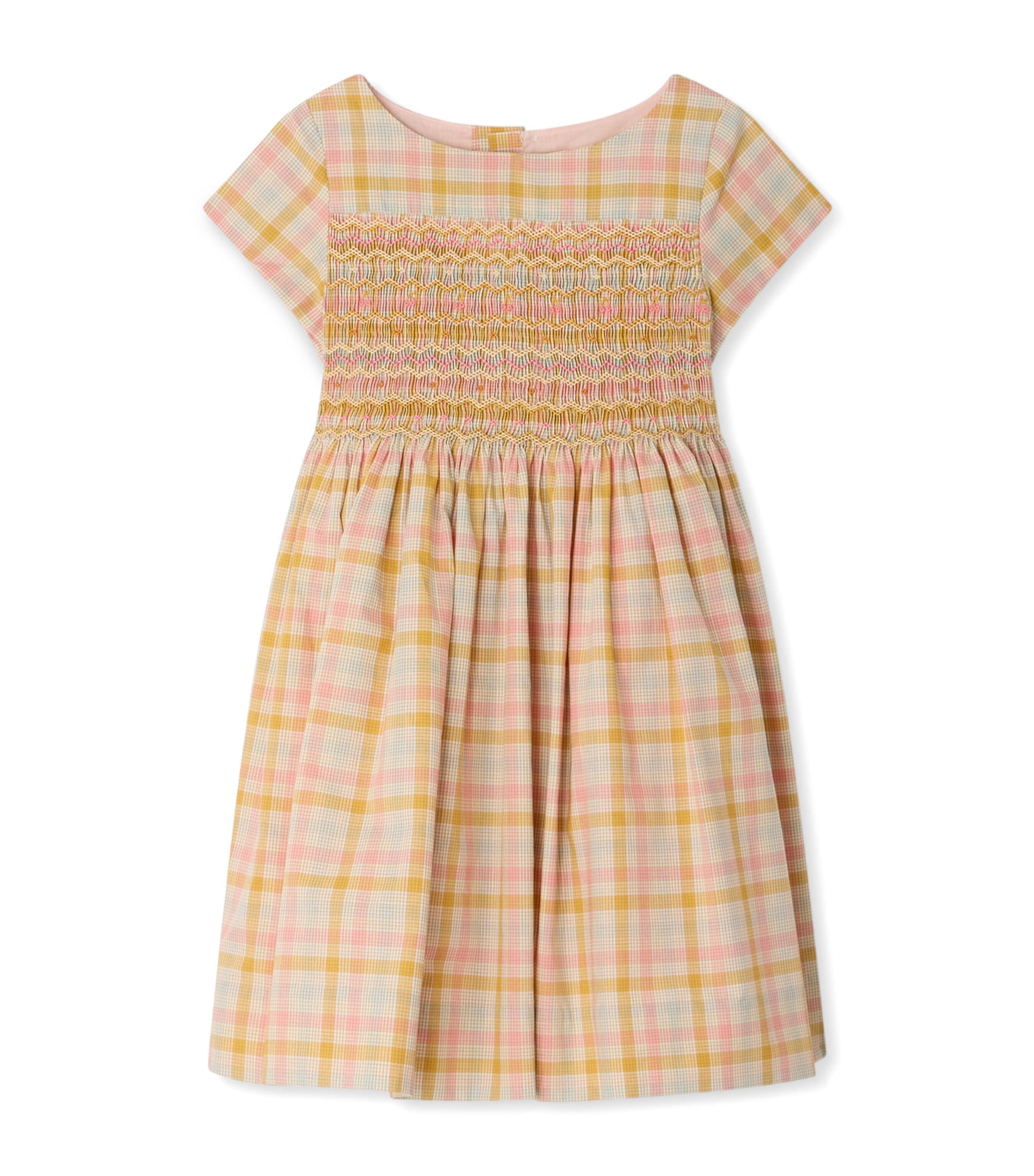 Bonpoint Cotton Check Duchesse Dress (10-12 Years) Ca Rose Image 1