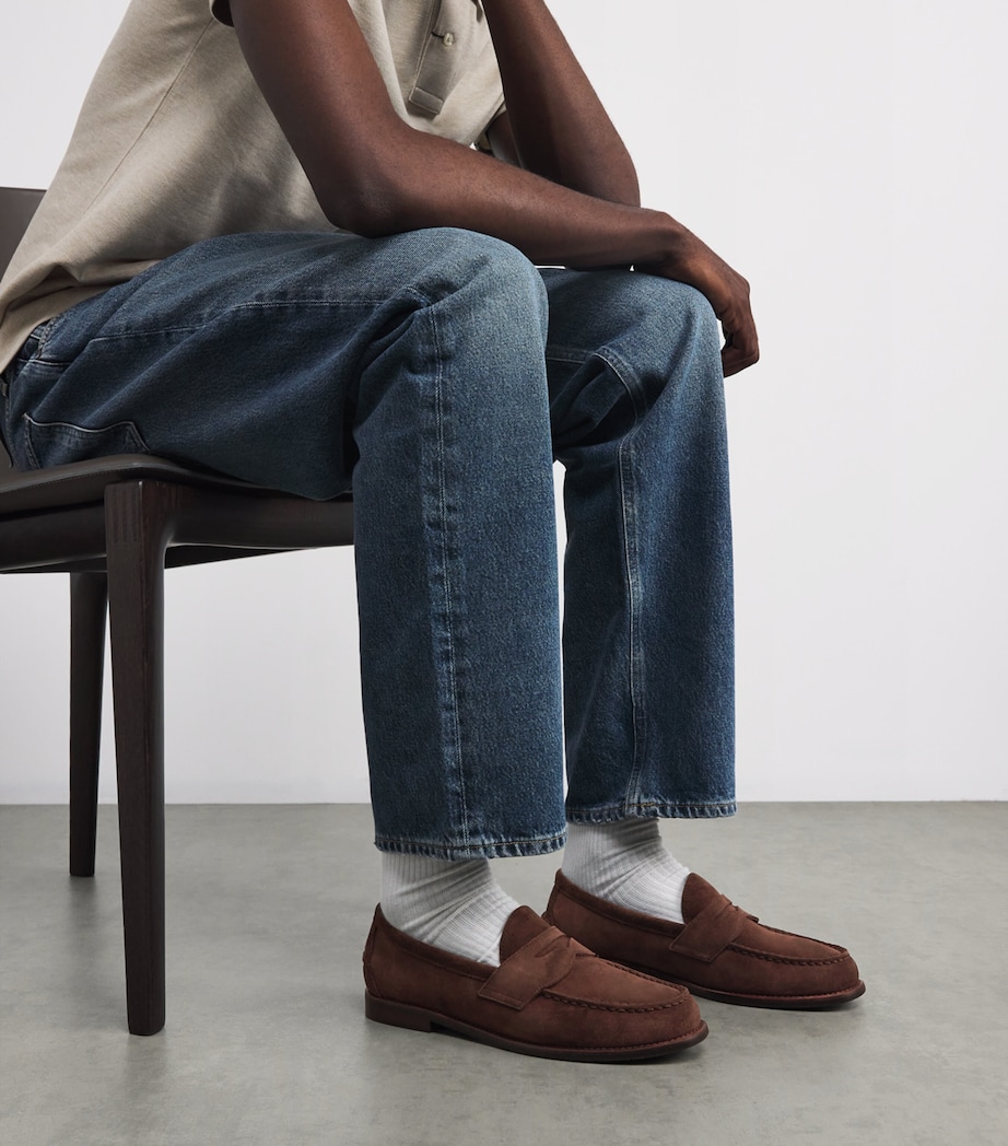 Suede Alston Penny Loafers 001 DARK BROWN Image 2