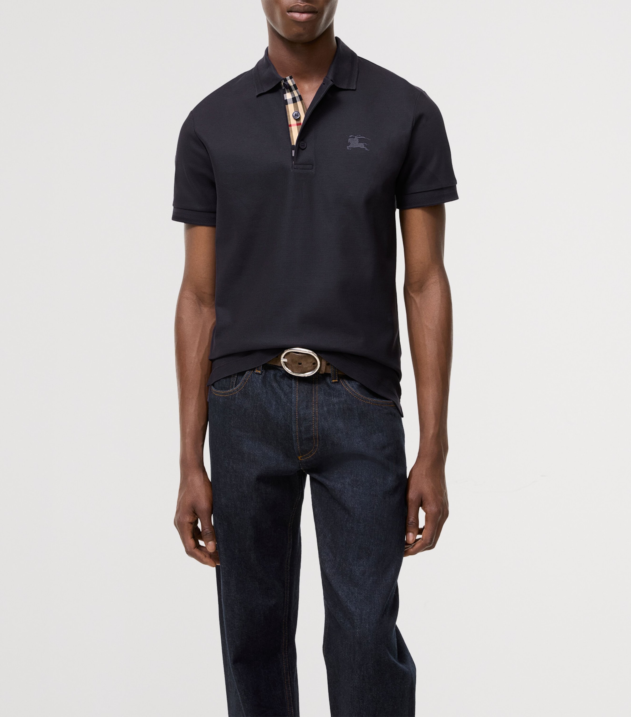 Burberry Mens Cotton Polo Shirt Iris Purple Image 2