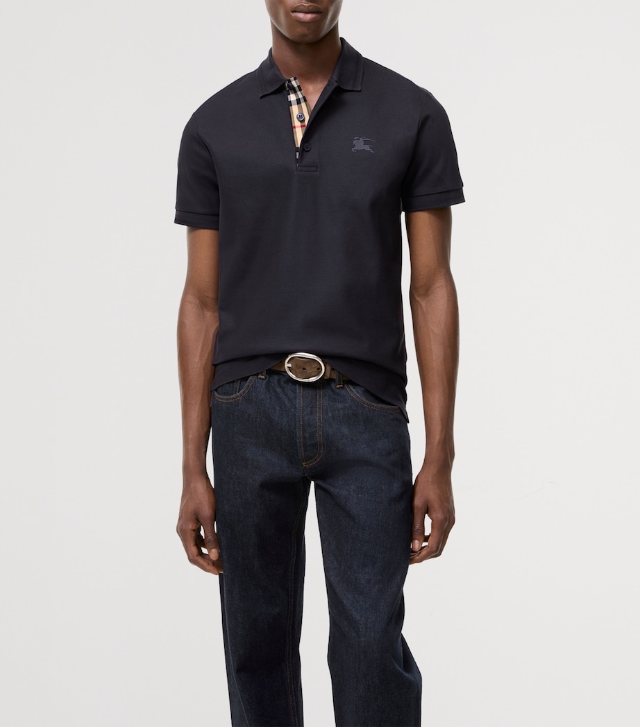 Burberry Mens Cotton Polo Shirt Iris Purple Image 2