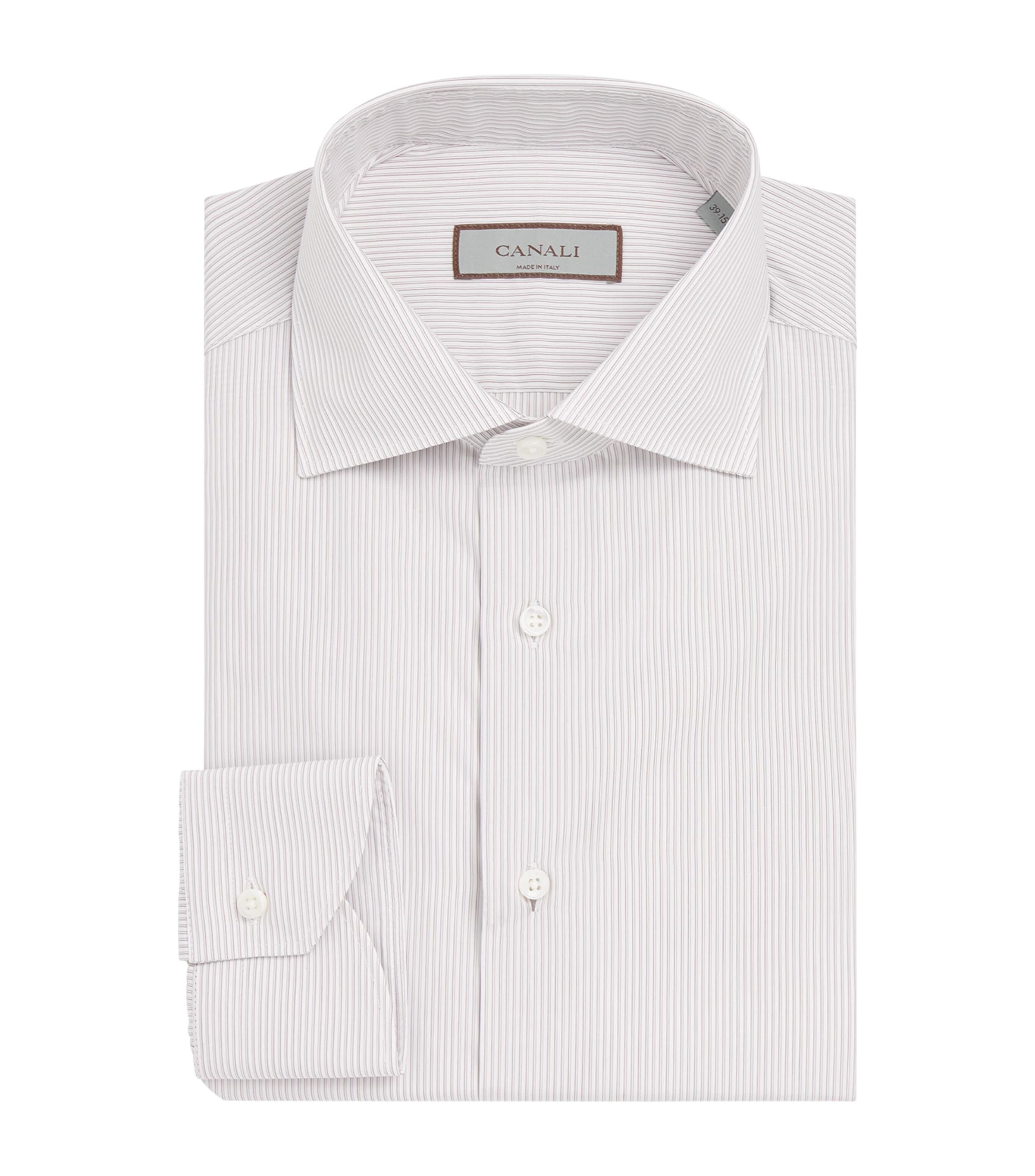 Canali Cotton Stripe Shirt In Gray